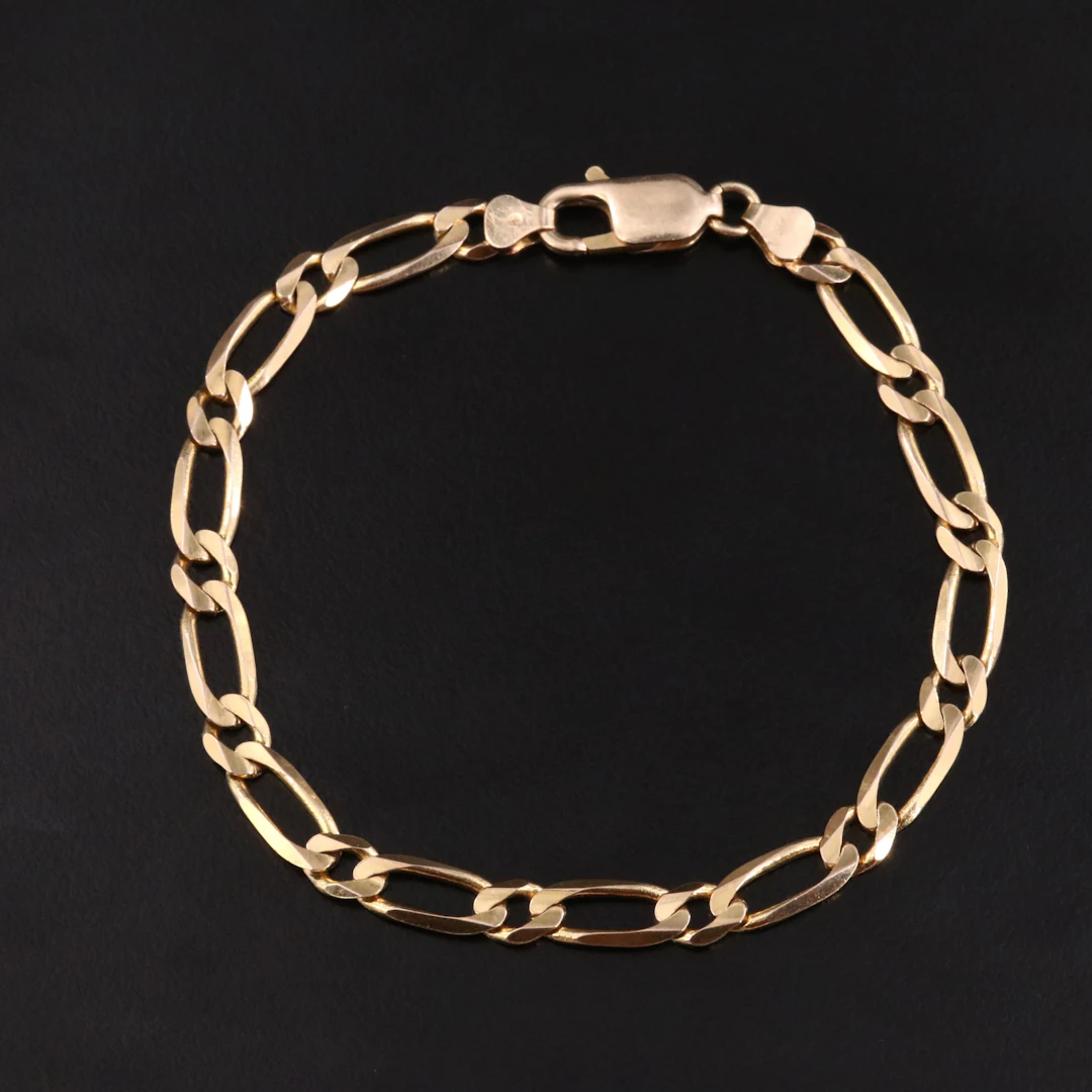 14K Figaro Style Chain Bracelet