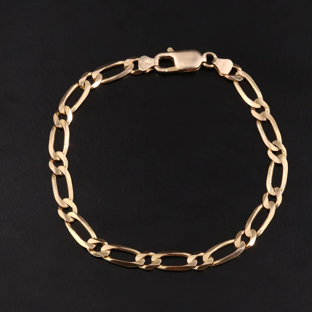14K Figaro Style Chain Bracelet