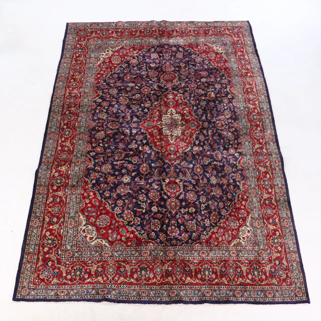 9'8 x 13'9 Hand-Knotted Persian Kashan Style Room-Sized Rug