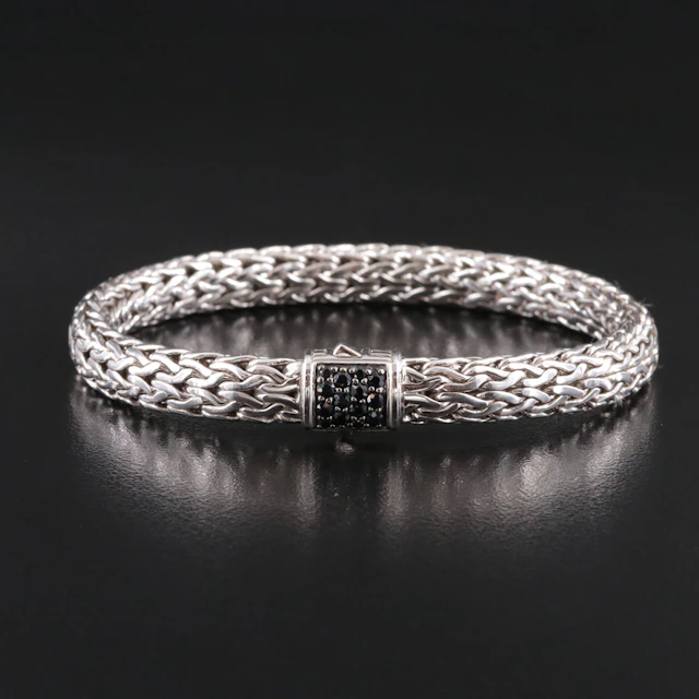 John Hardy Sterling Icon Bracelet with Black Sapphire Clasp