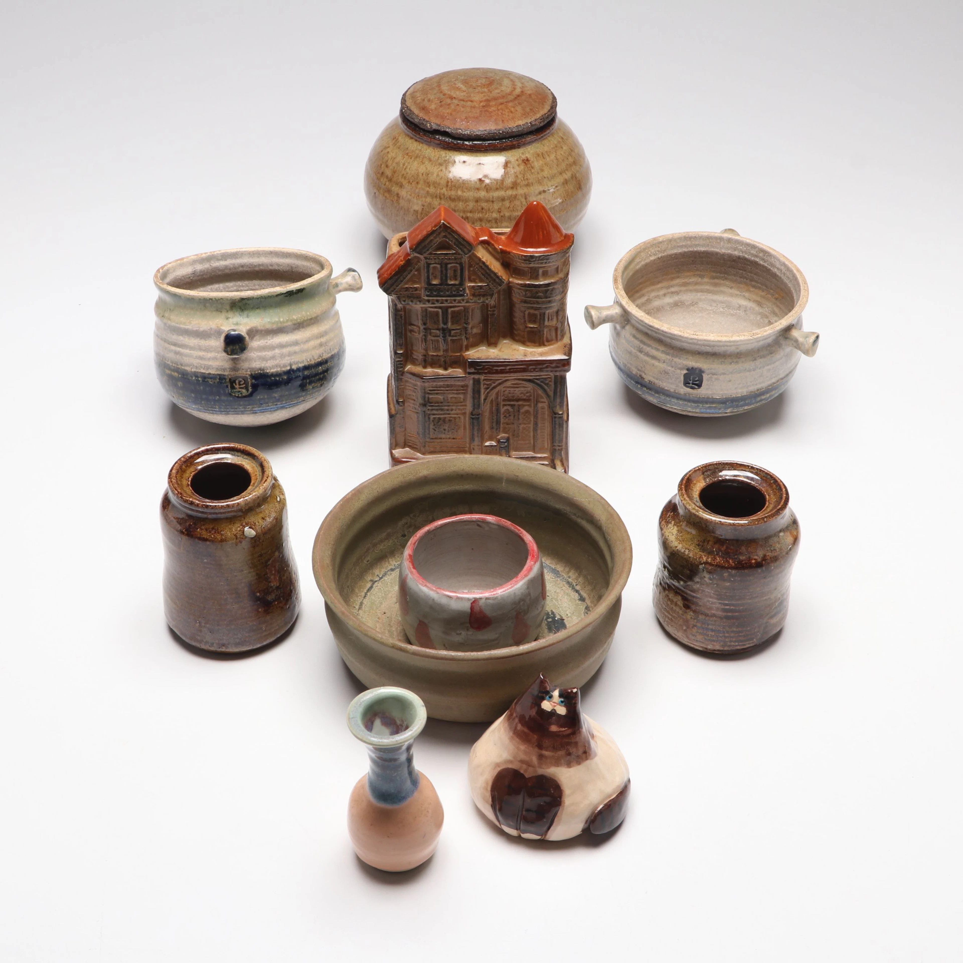 Handcrafted Studio Pottery Bowls, Jars and Figurines, Late 20th Century