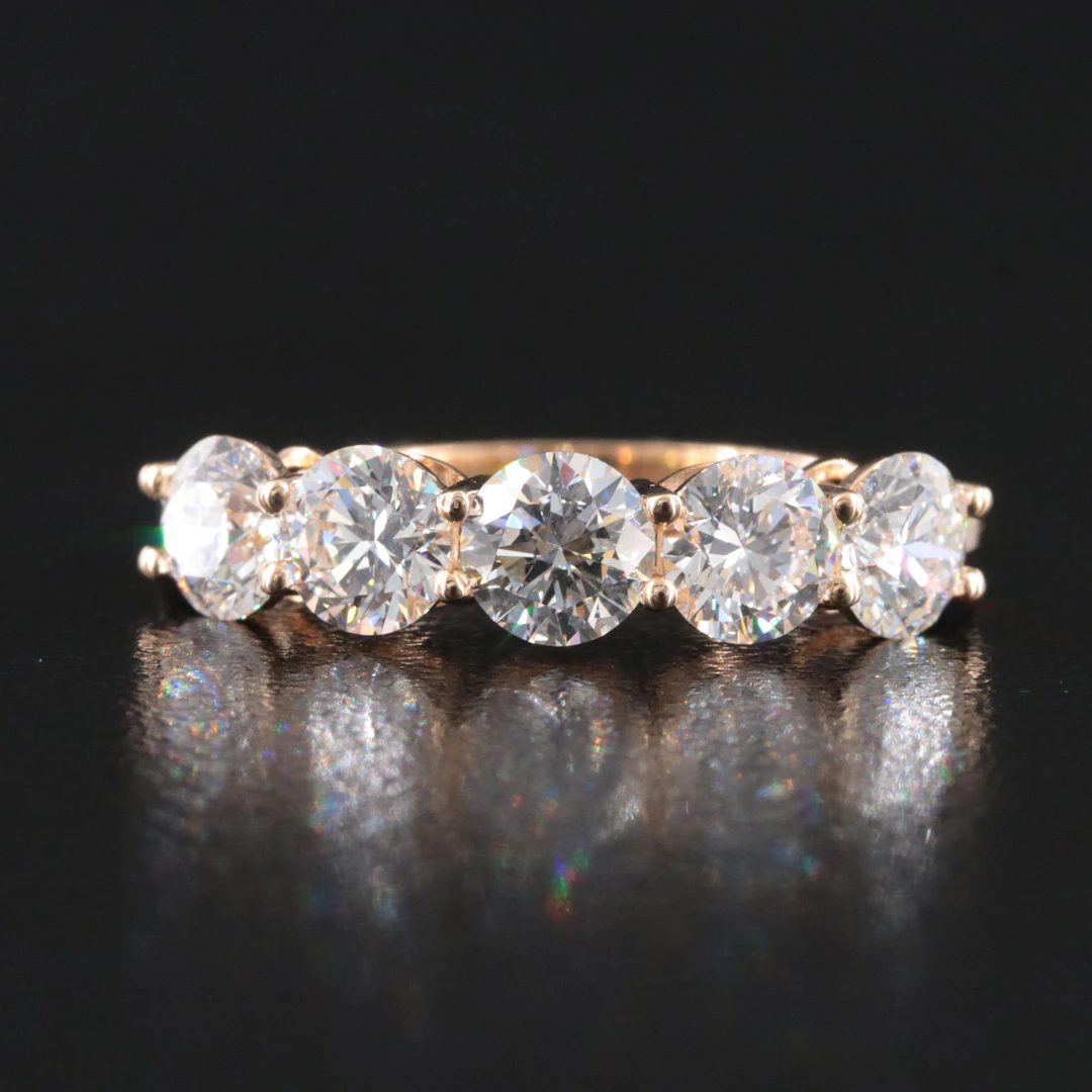 14K 2.02 CTW Diamond Five Stone Ring with GIA Reports