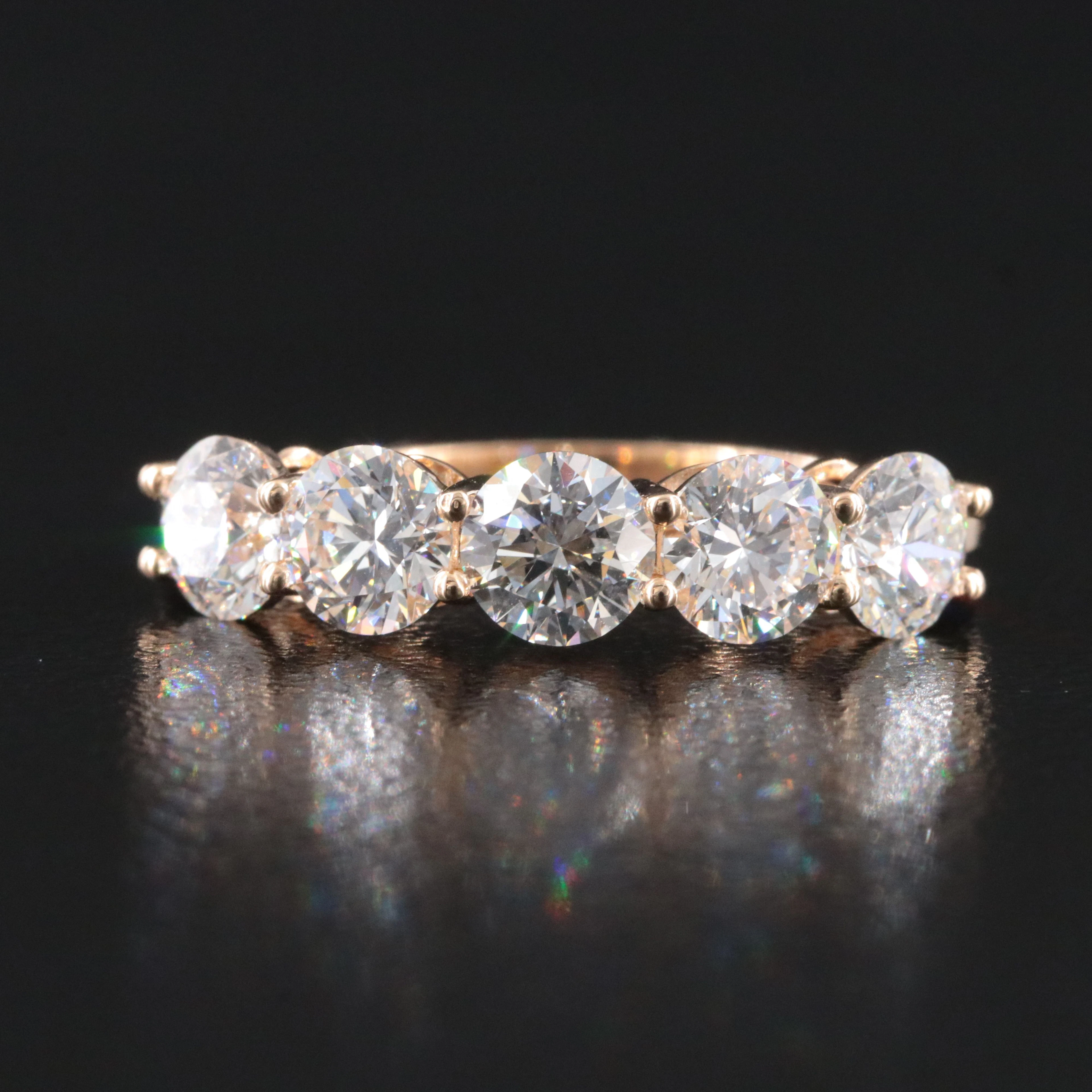 14K 2.02 CTW Diamond Five Stone Ring with GIA Reports