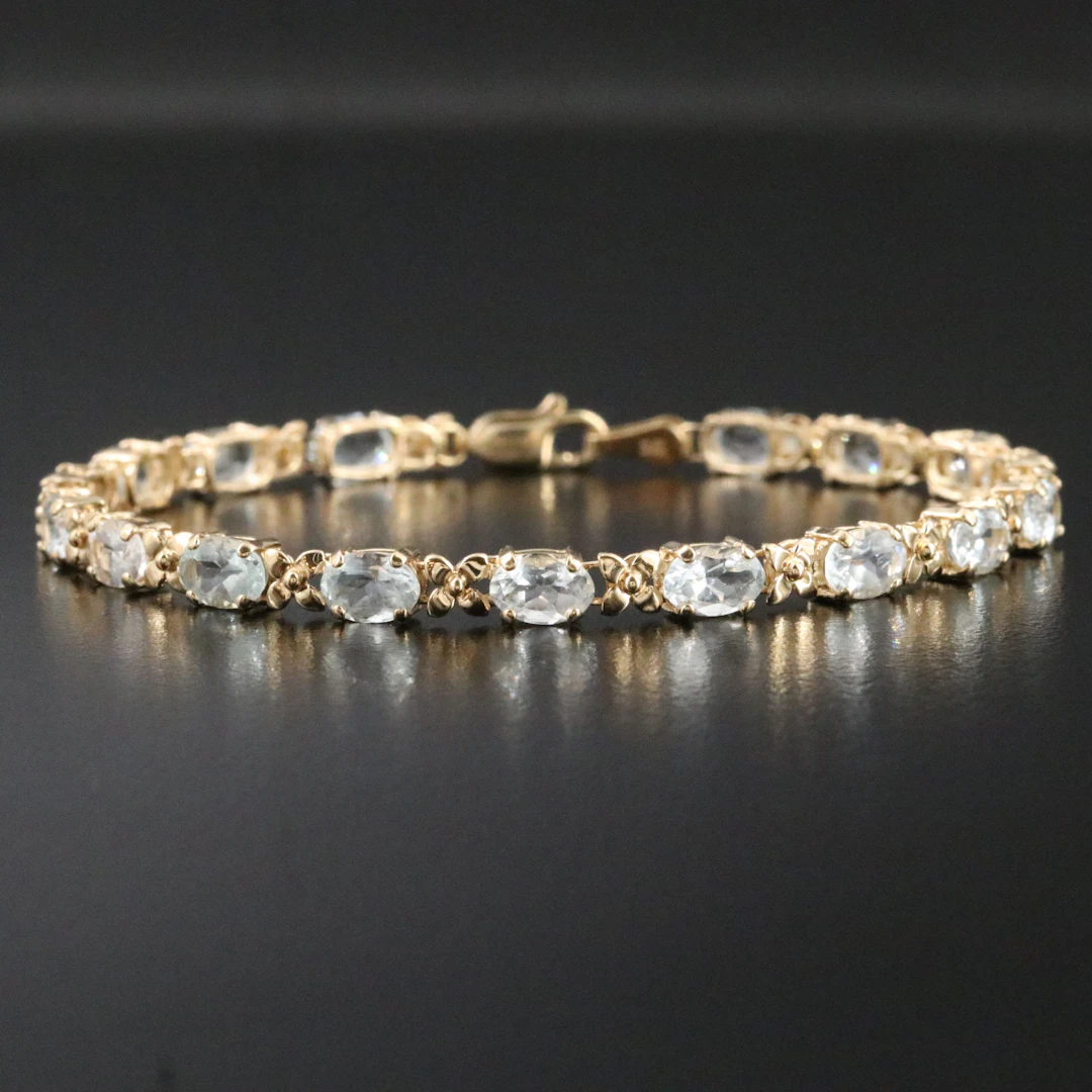 14K White Sapphire Bracelet