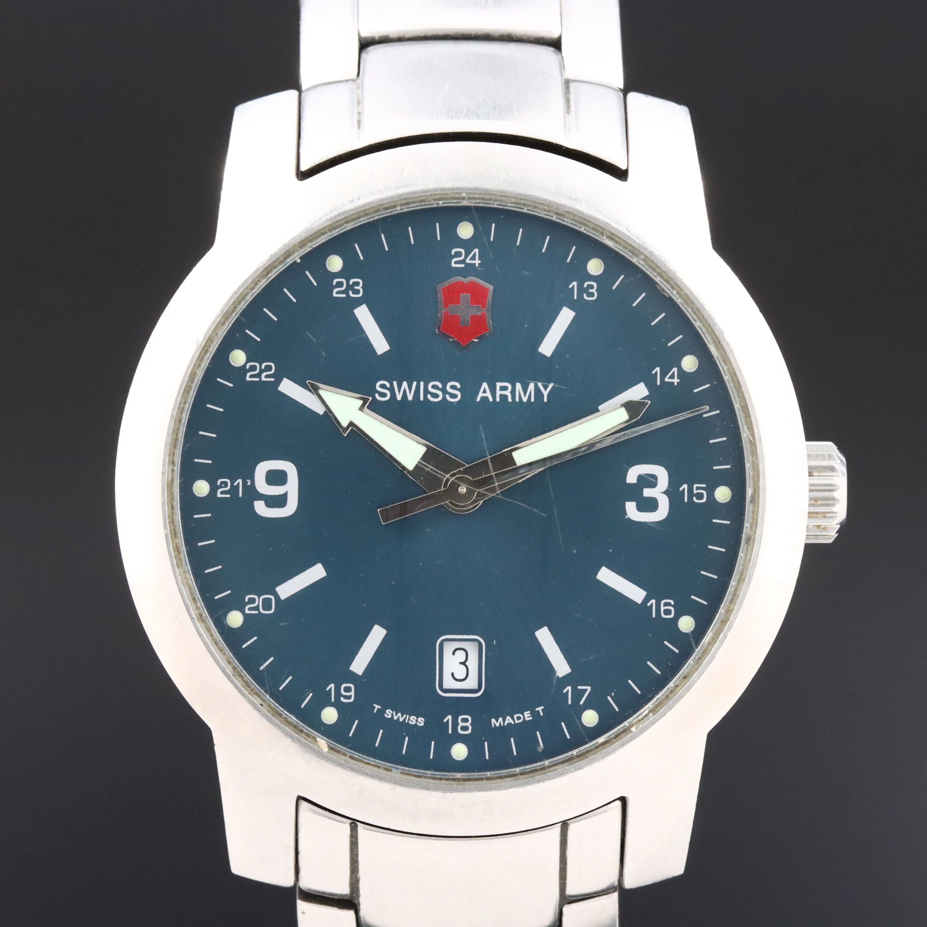 Victorinox Swiss Army Centenial Stainless Steel and Blue Dial Watch