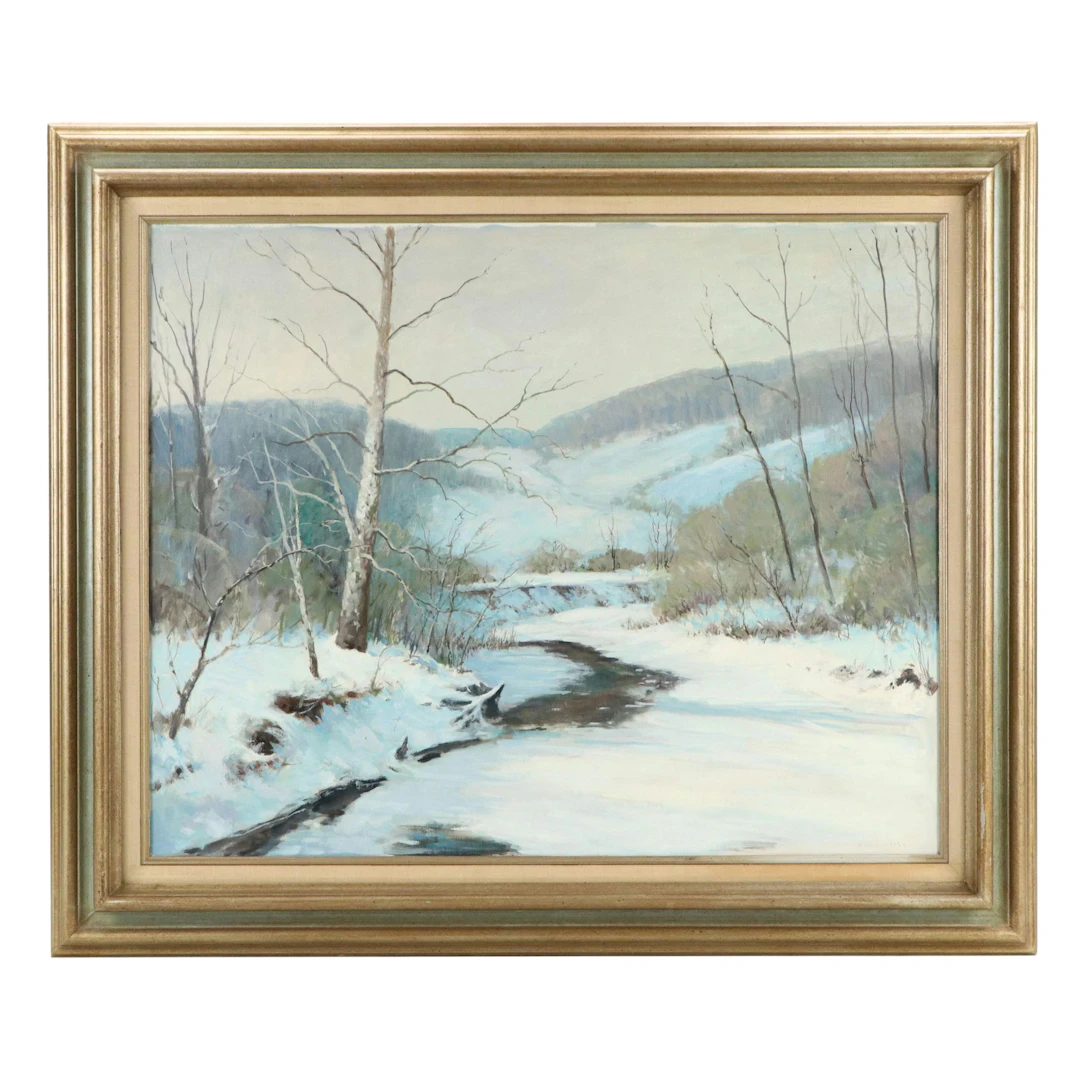 Alton Powell Coffey Brown County Winter Landscape Oil Painting