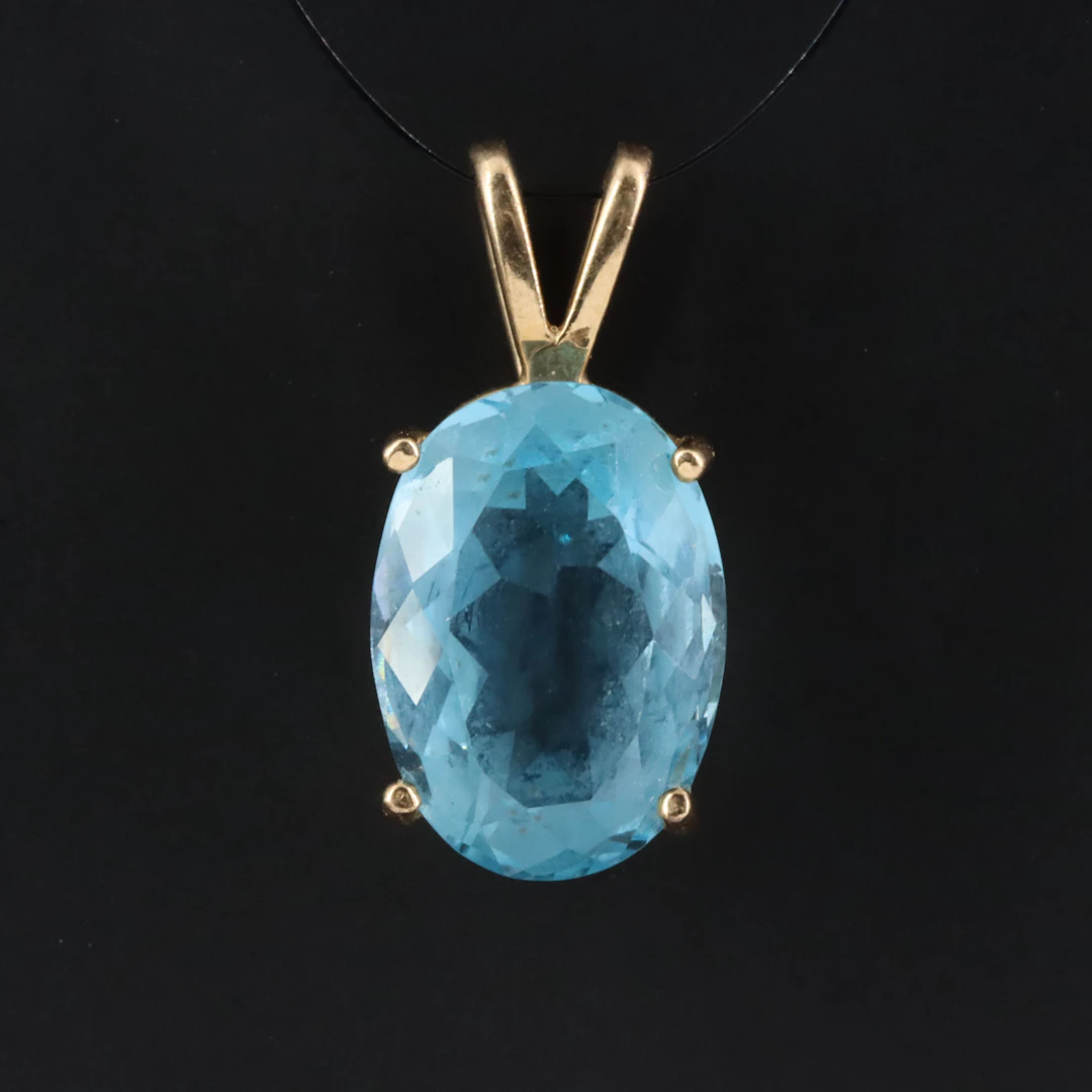 14K Topaz Solitaire Pendant