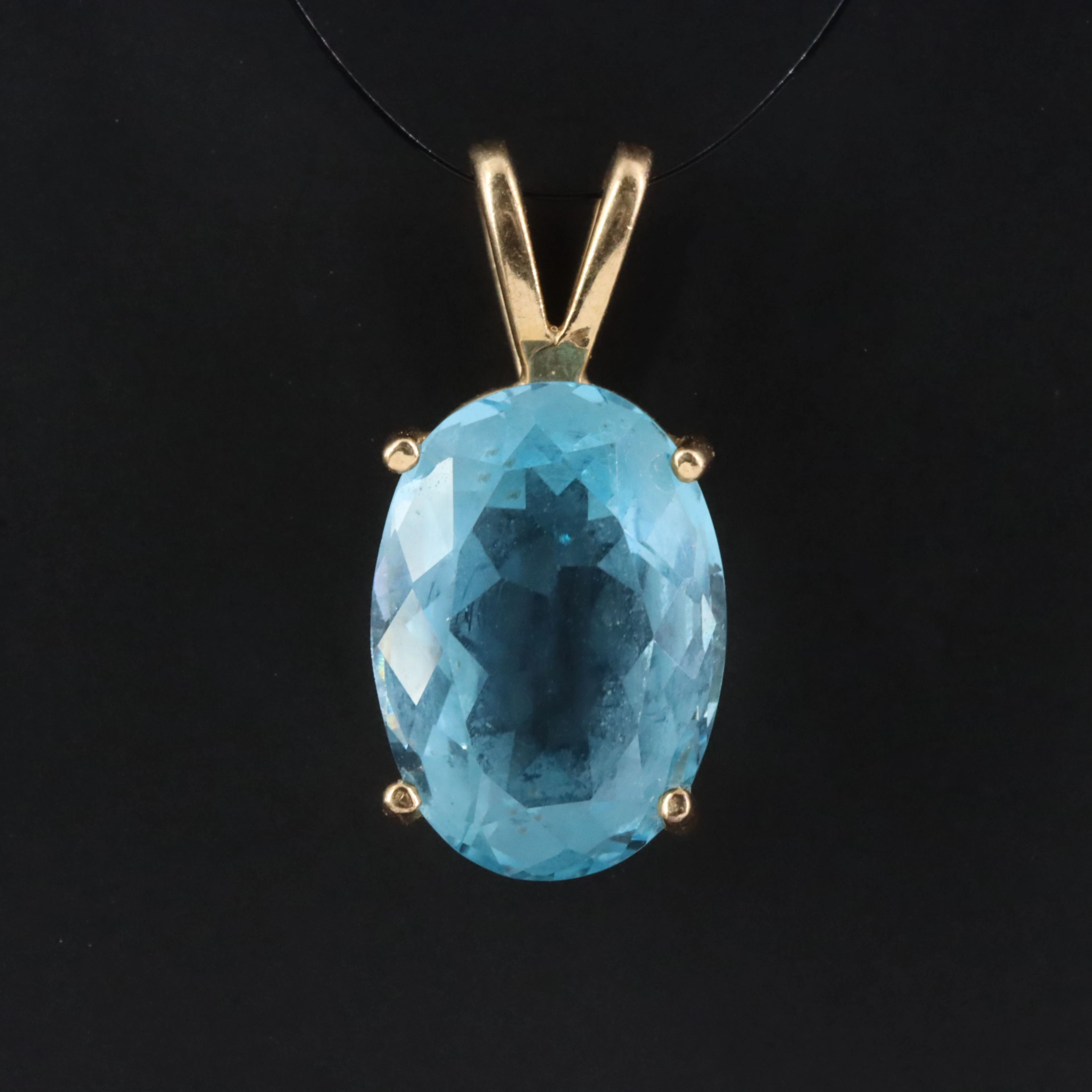 14K Topaz Solitaire Pendant