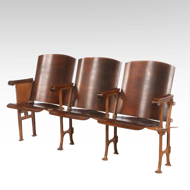 Art Deco Style Four-Seat Folding Auditorium Theater Seating Unit