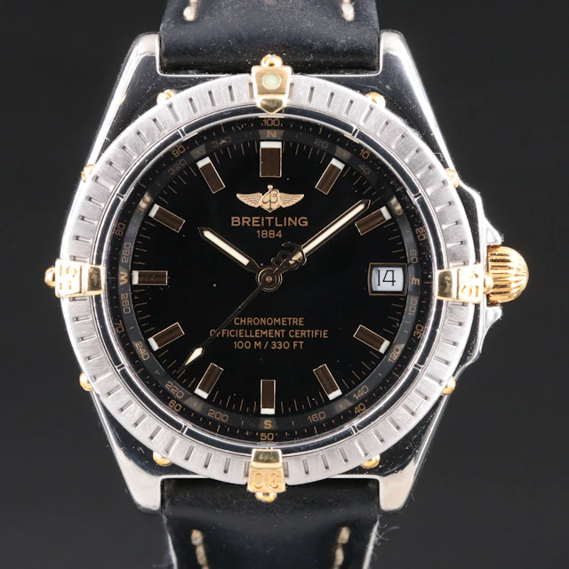 Breitling Windrider Gold & Steel 38mm Black Automatic Watch