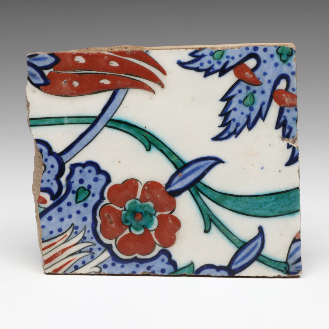Antique Ottoman Iznik Tile Fragment, 16th/17th Century