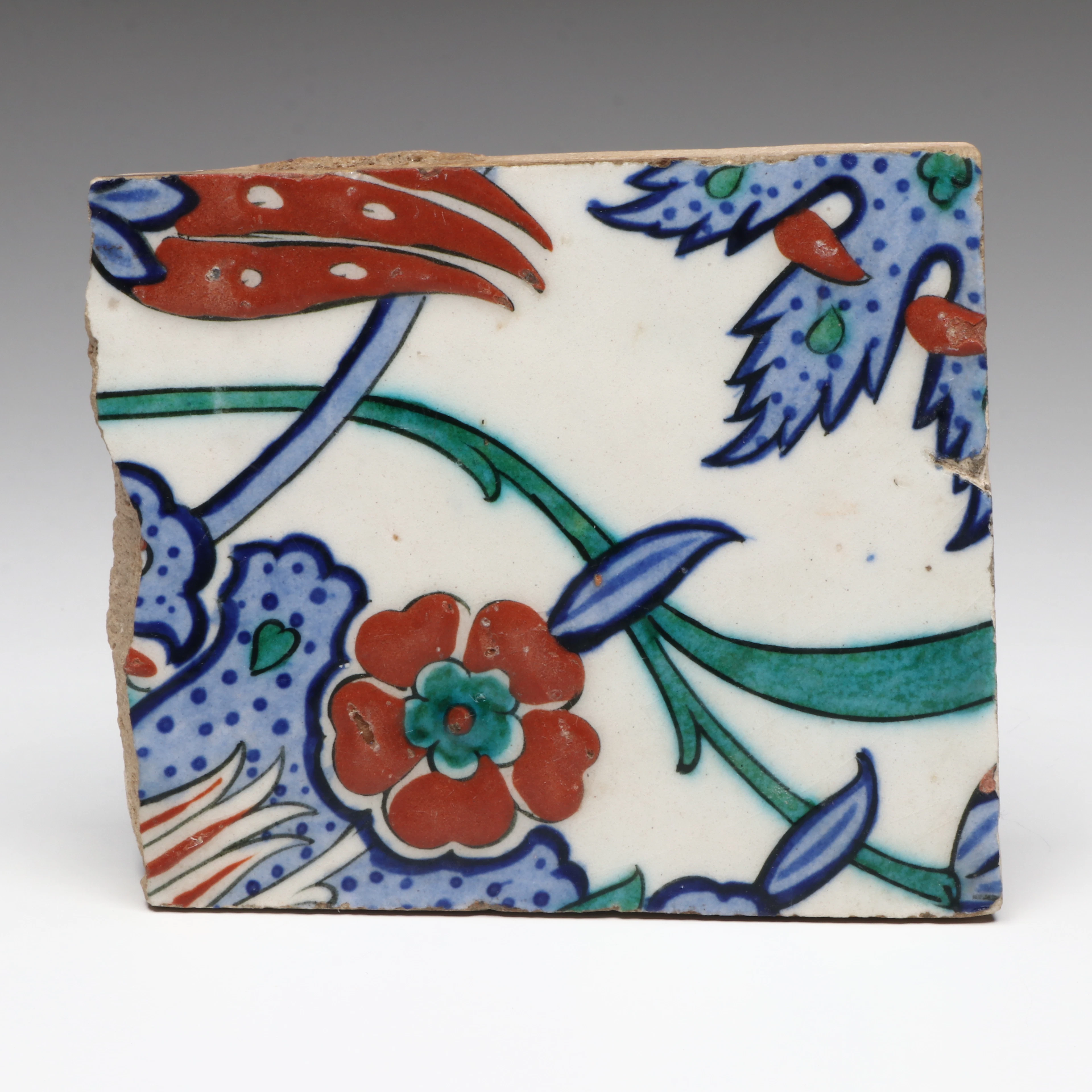 Antique Ottoman Iznik Tile Fragment, 16th/17th Century