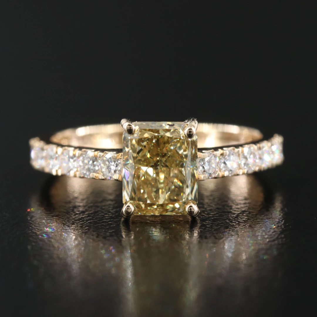 14K 1.64 CTW Lab Grown Diamond Ring with Fancy Yellow Center
