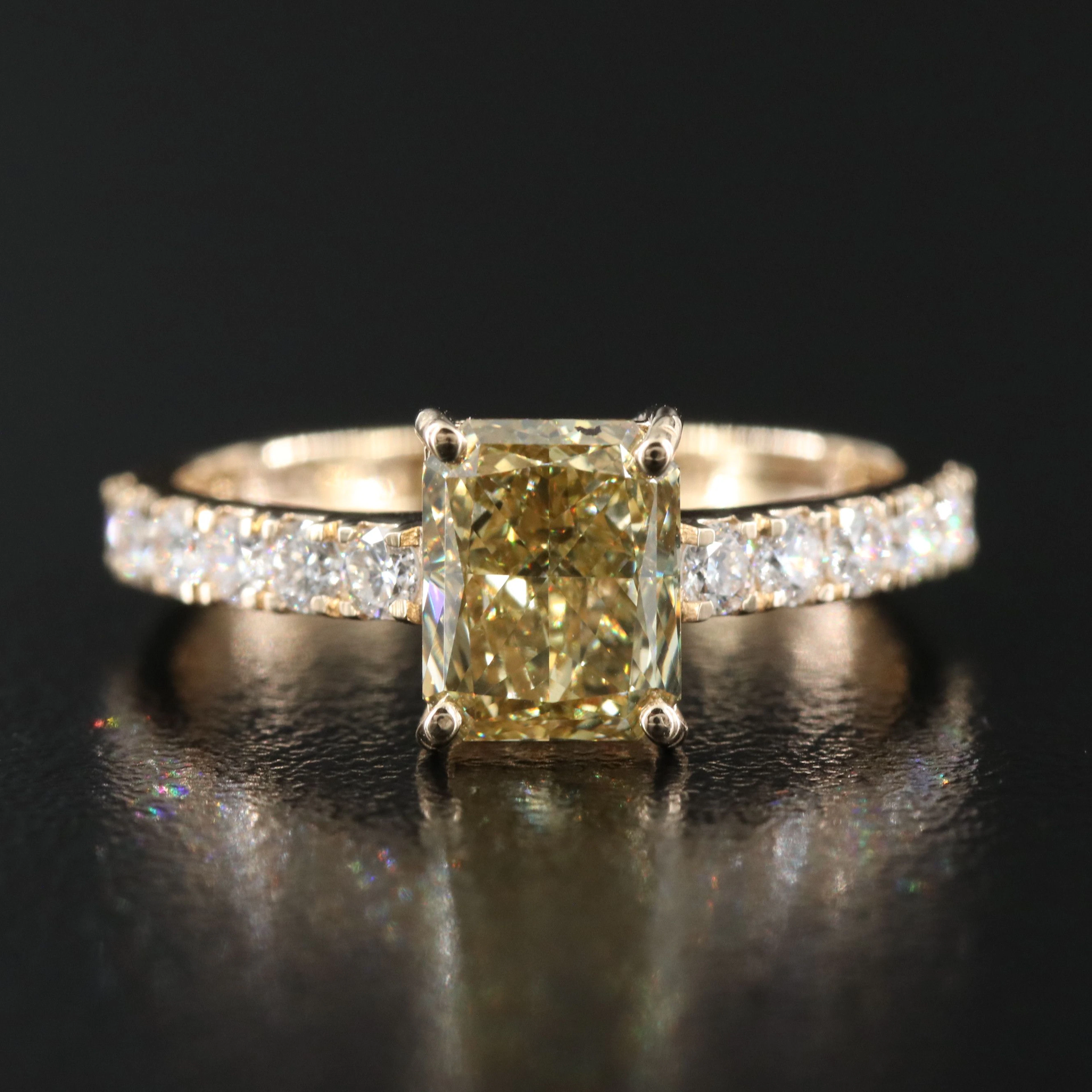 14K 1.64 CTW Lab Grown Diamond Ring with Fancy Yellow Center