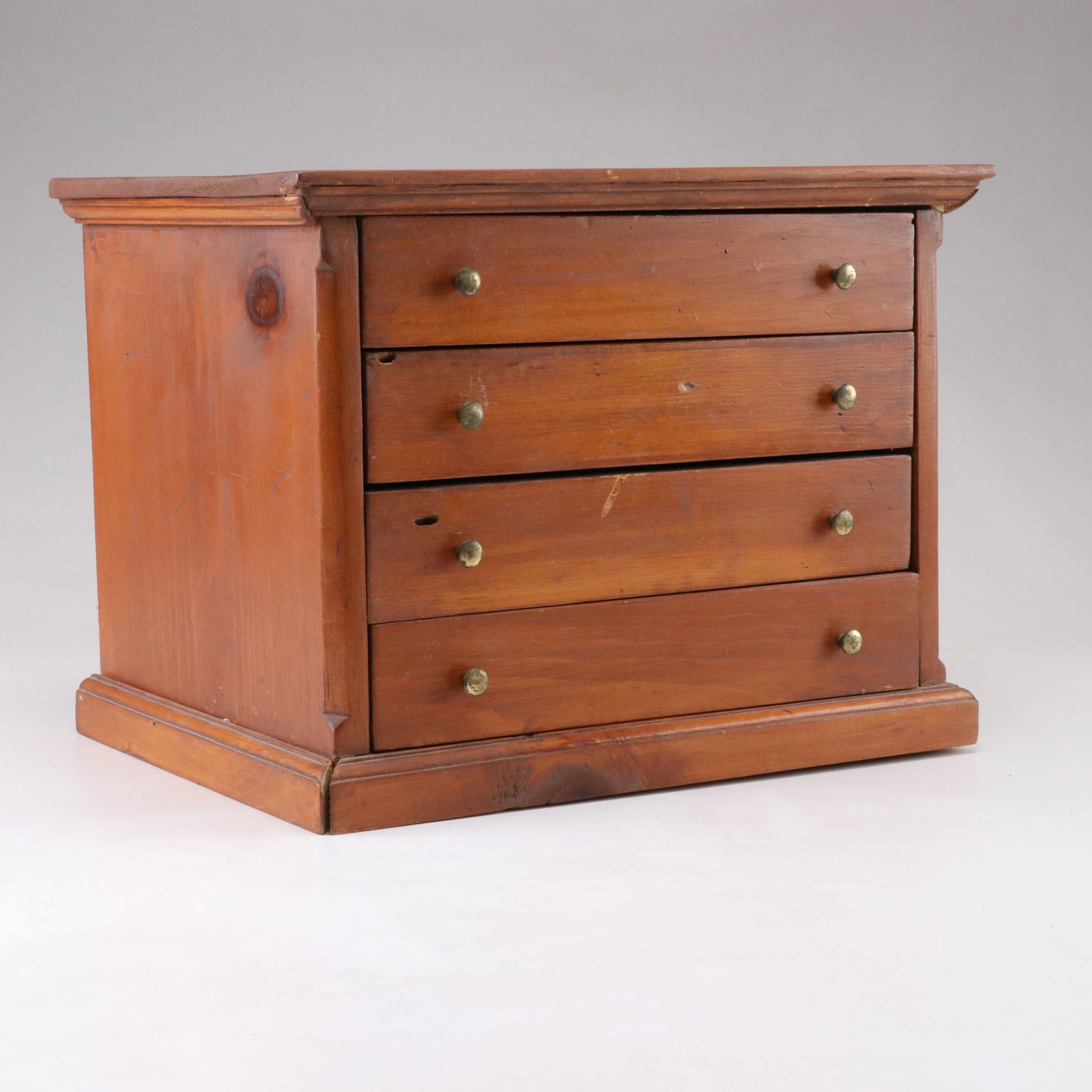 Pine Four Drawer Jewelry Chest