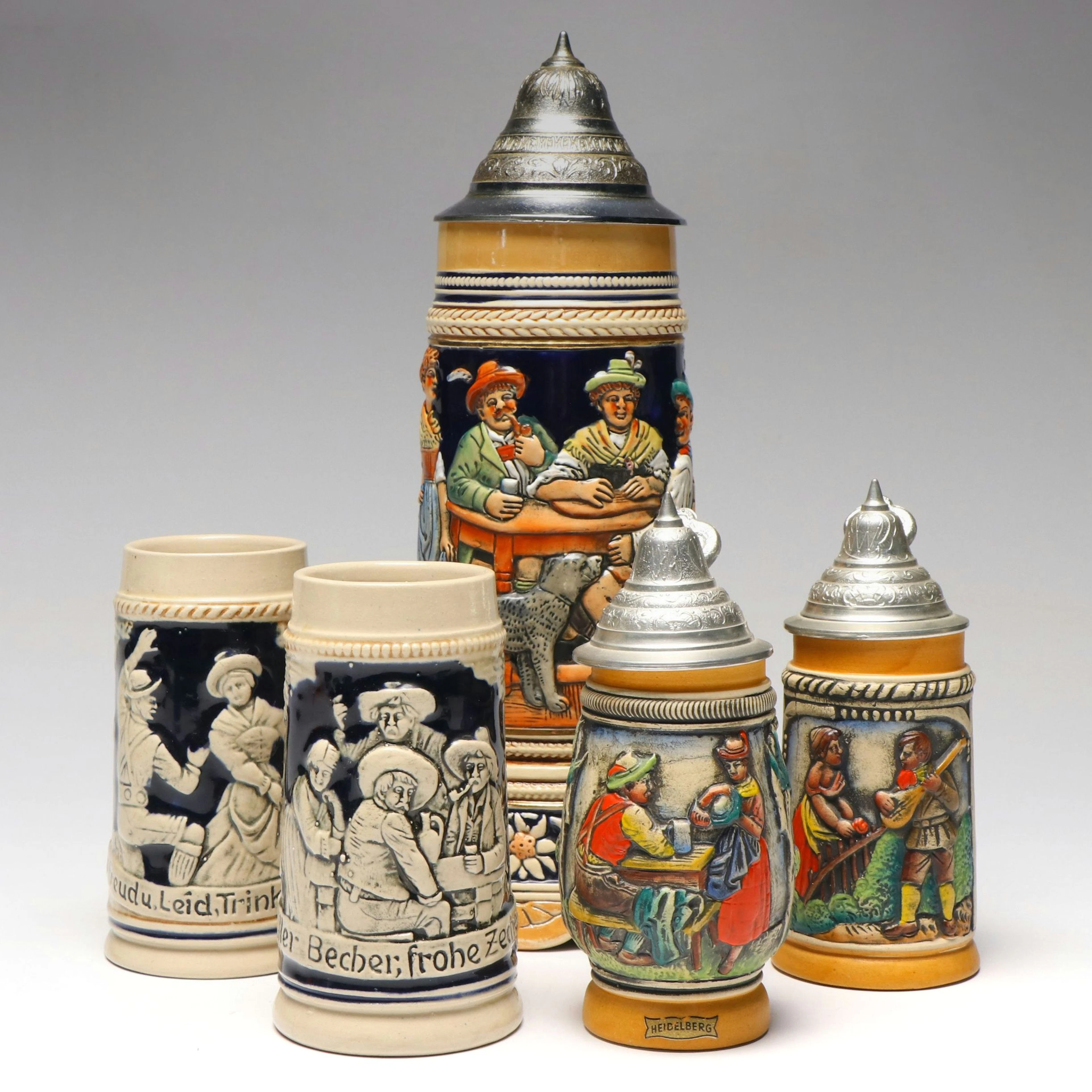 Gilles & Sohn with Musical and Other German Ceramic Beer Steins