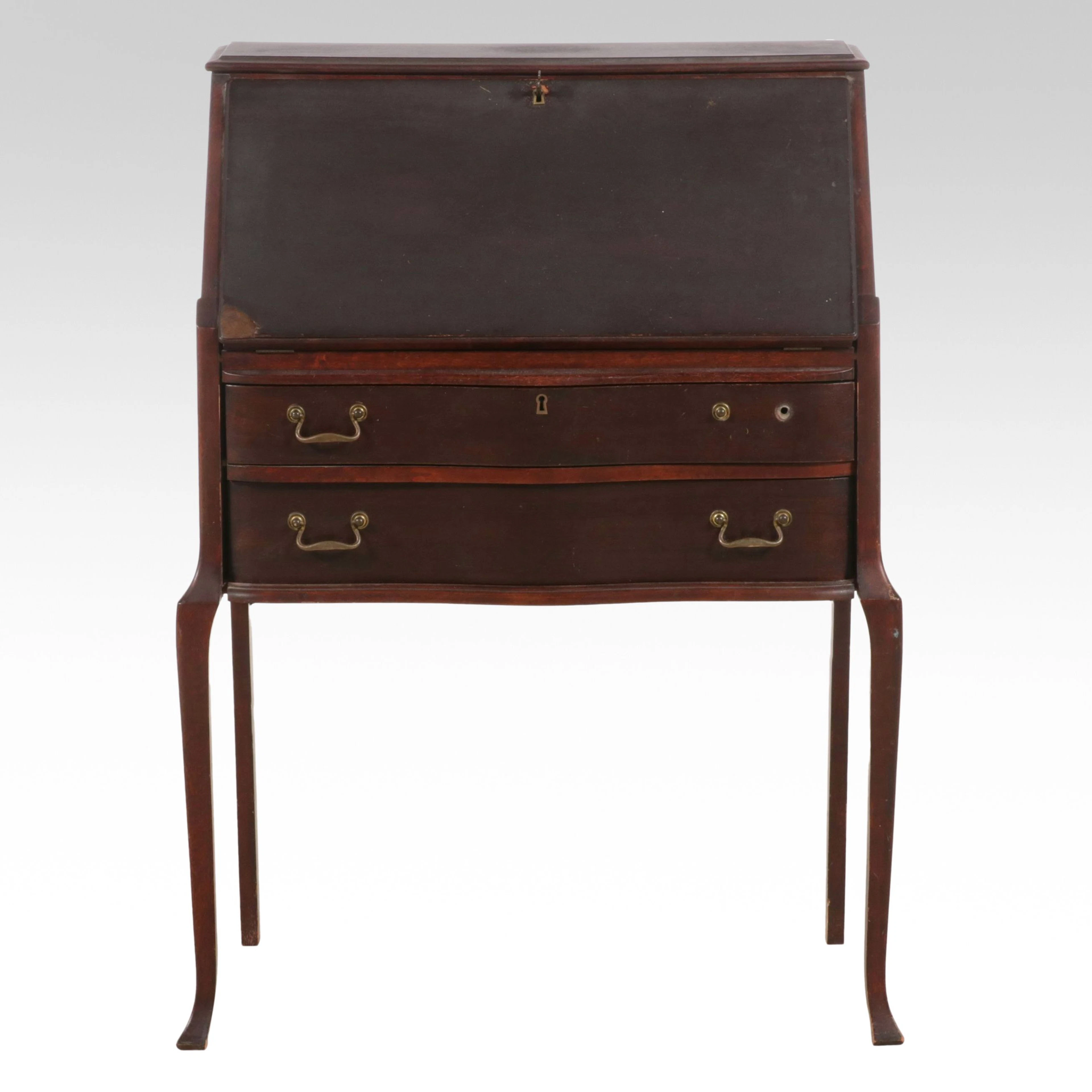 Federal Style Mahogany Slant-Front Desk on High Legs, Mid-20th Century