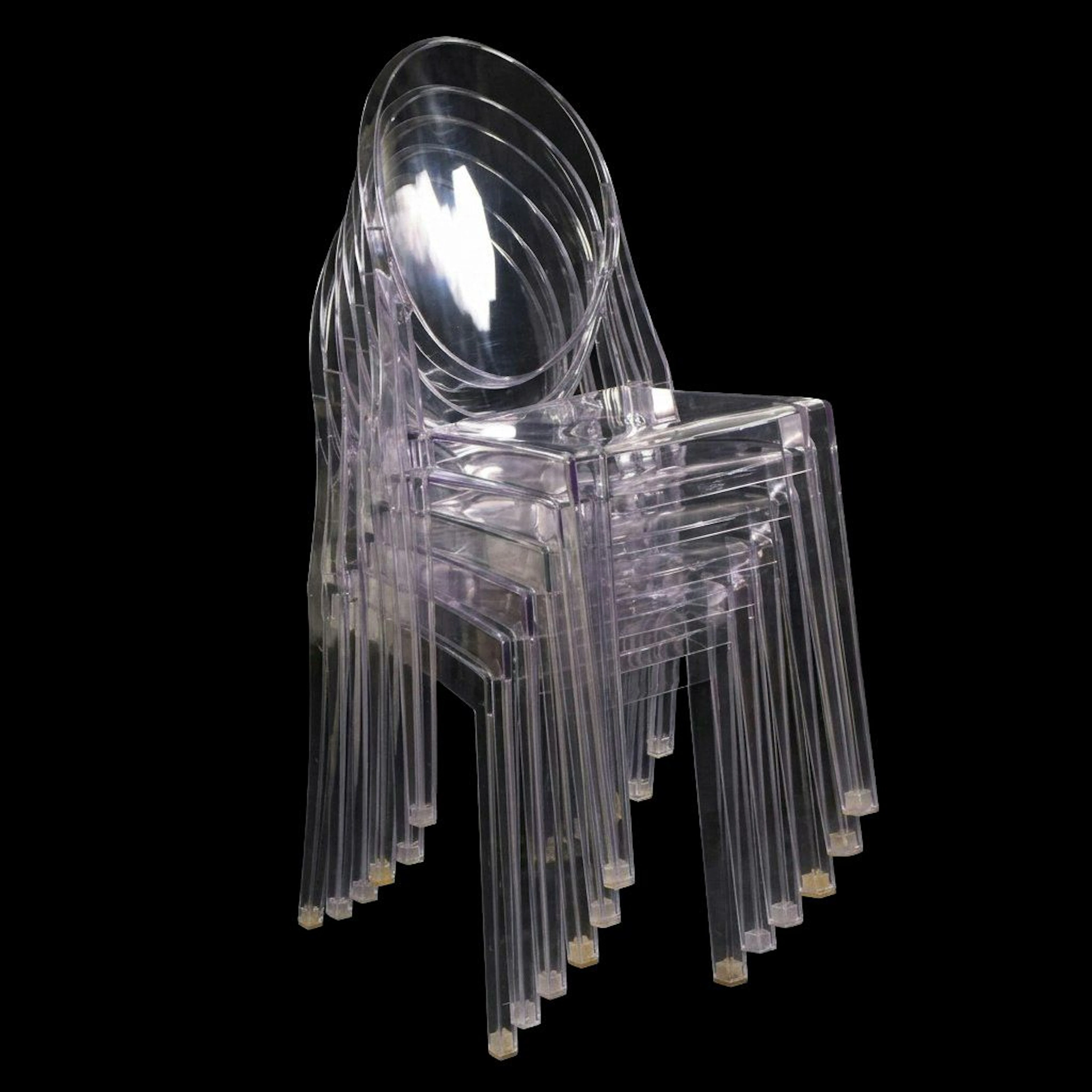 Set of Six Polycarbonate "Louis Ghost" Style Side Chairs, 21st Century