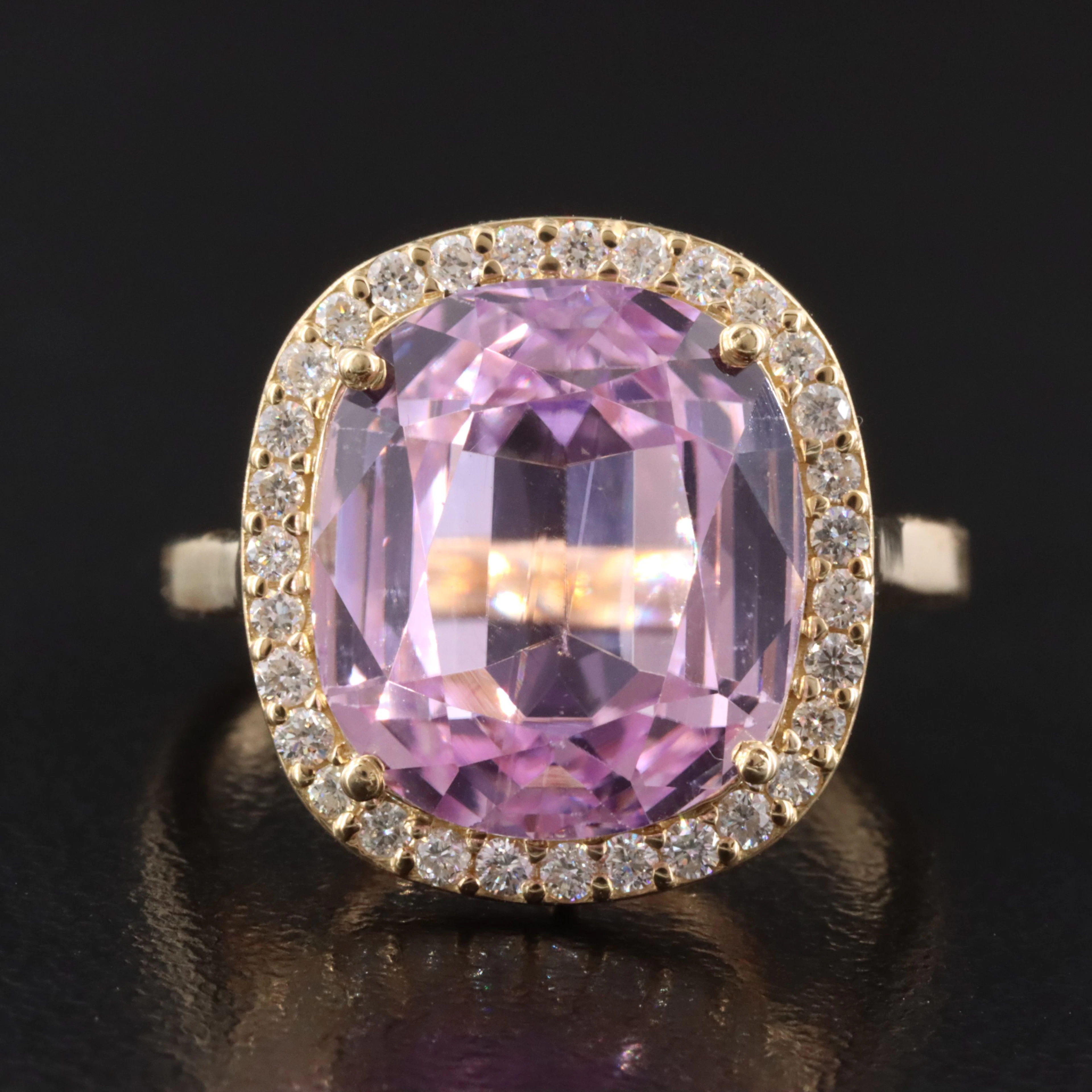 14K 8.98 CT Kunzite and Diamond Ring