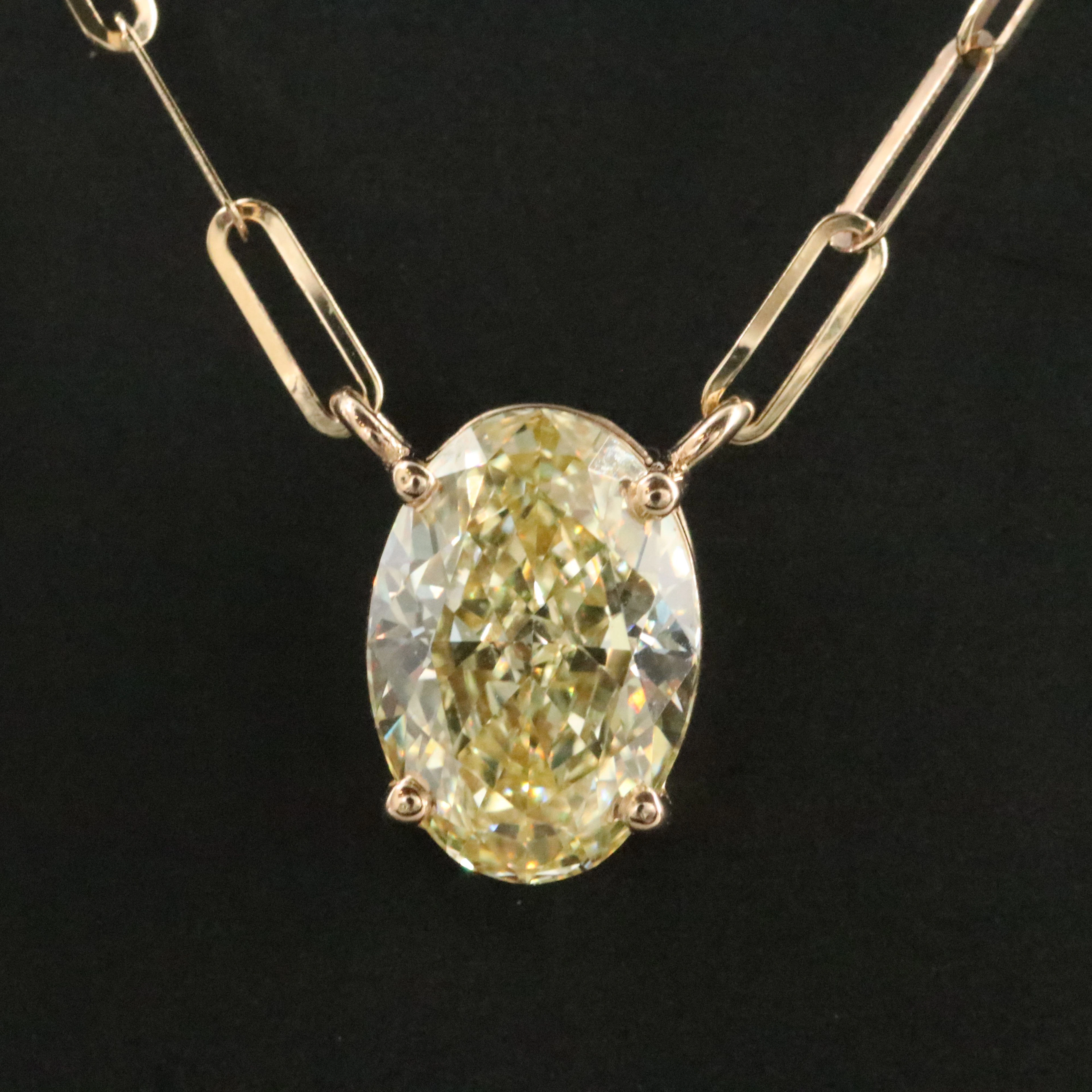 14K 2.43 CT Lab Grown Fancy Intense Yellow Diamond Necklace with IGI Report