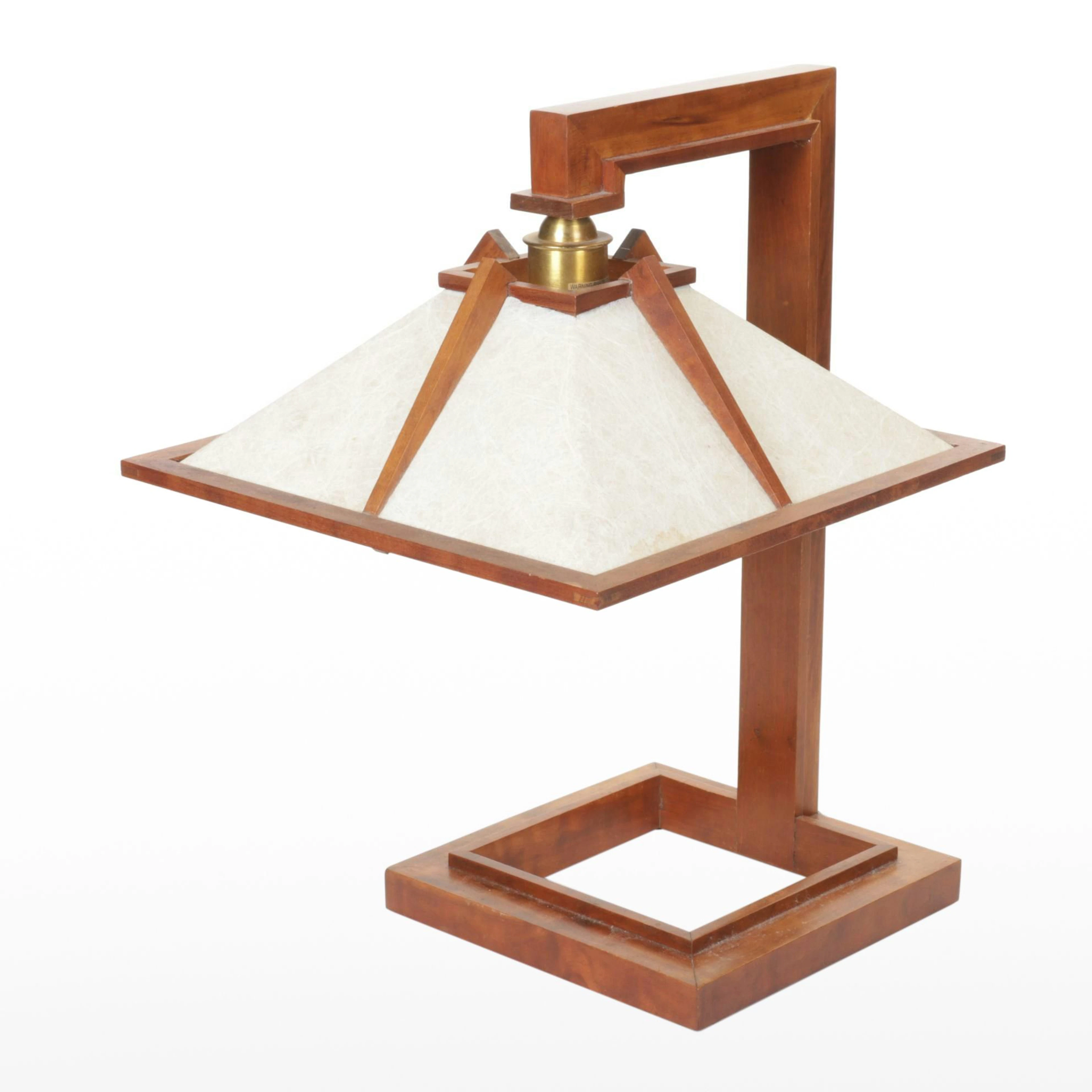 Yamagiwa Frank Lloyd Wright "Talesian 1" Cherry Table Lamp with Paper Shade