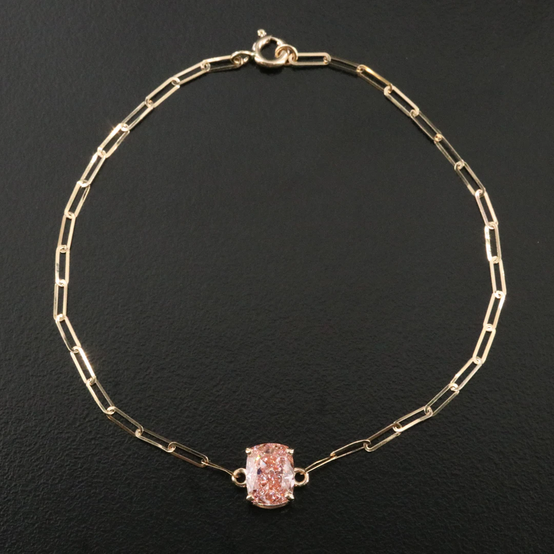 14K 2.01 CT Fancy Vivid Pink Lab Grown Diamond Bracelet with IGI Report