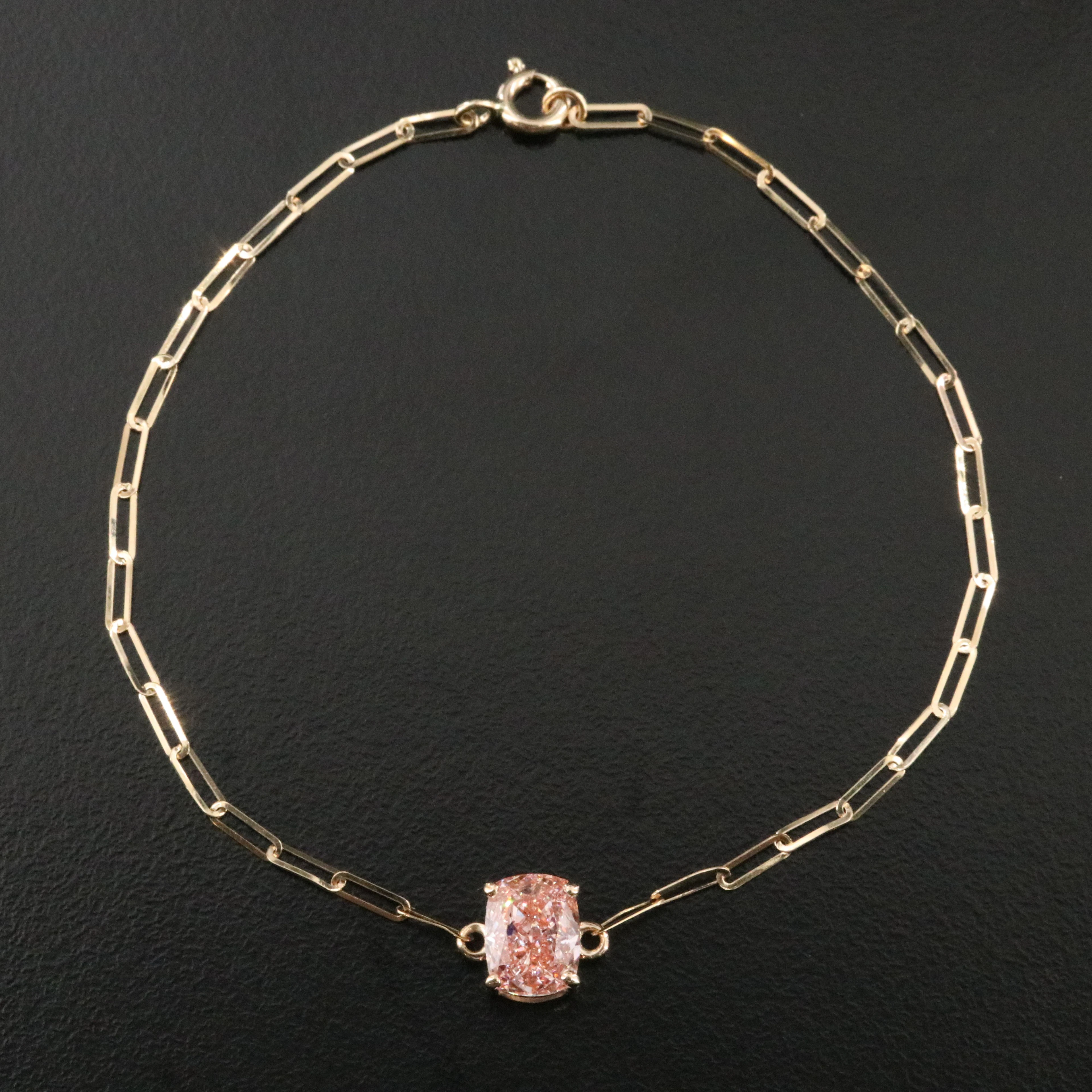 14K 2.01 CT Fancy Vivid Pink Lab Grown Diamond Bracelet with IGI Report