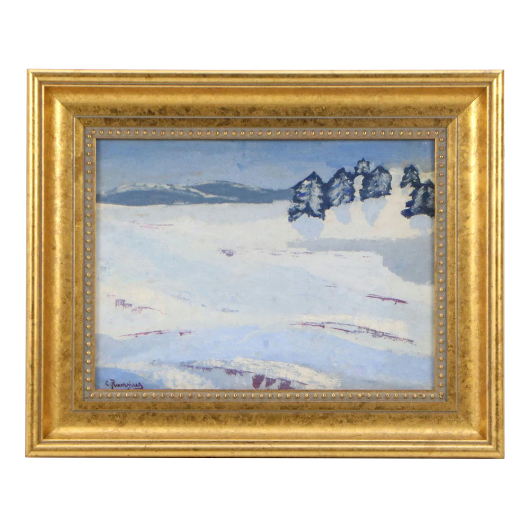 Carl Rungius Oil Painting of Snowy Winter Landscape, Early 20th Century