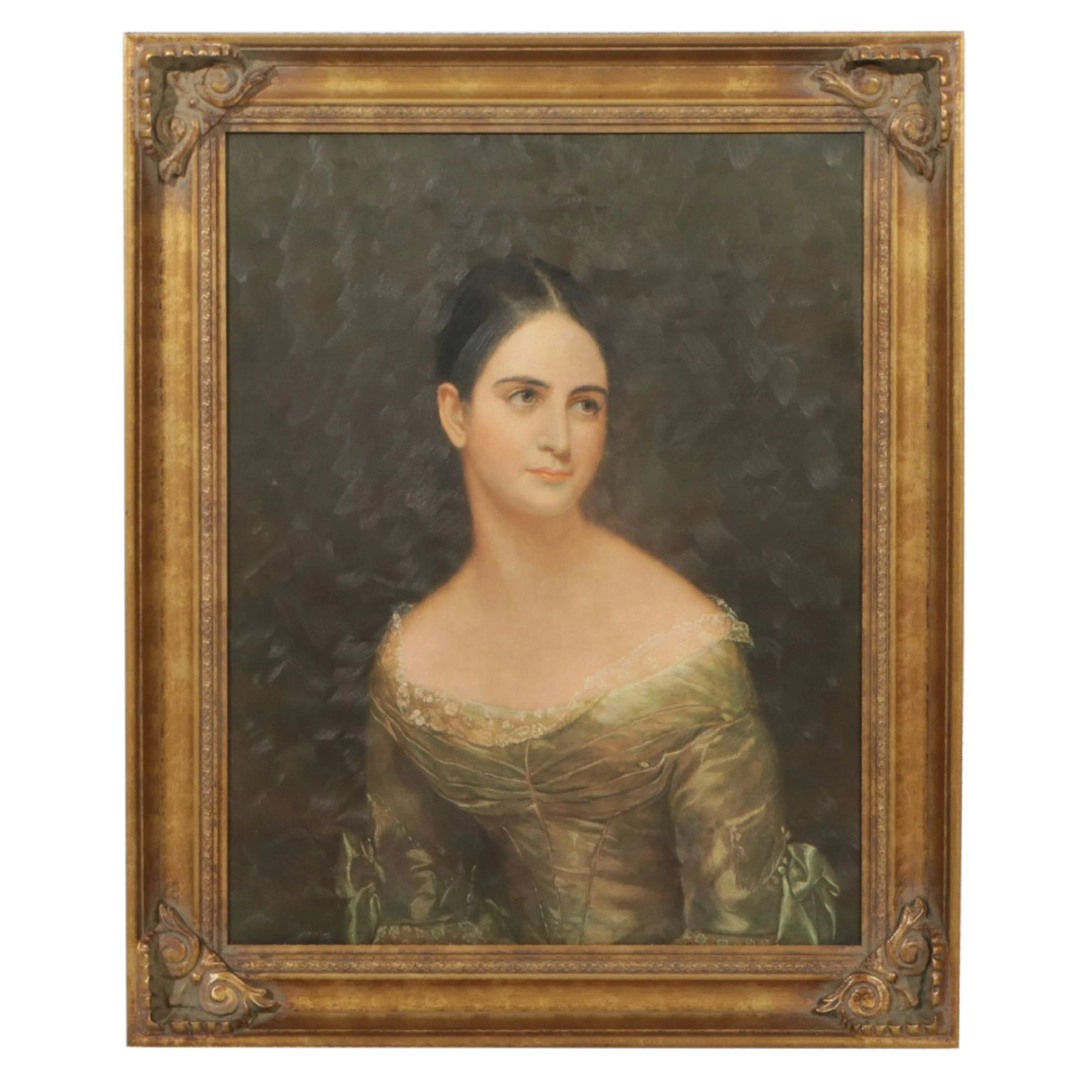 Embellished Giclee Portrait After Thomas Sully "Miss Pearce", Late 20th Century