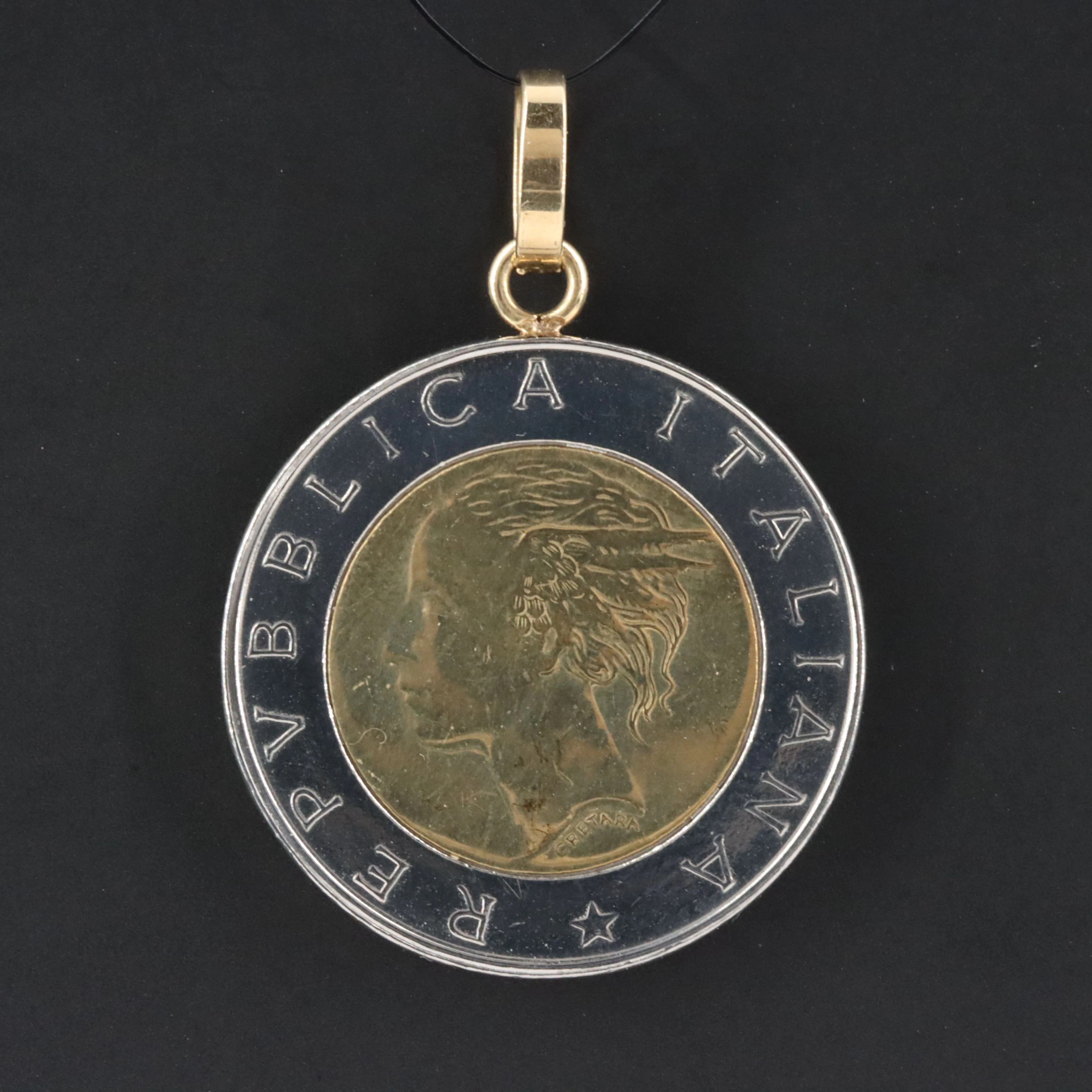 1998 Italian 500 Lire Coin Pendant