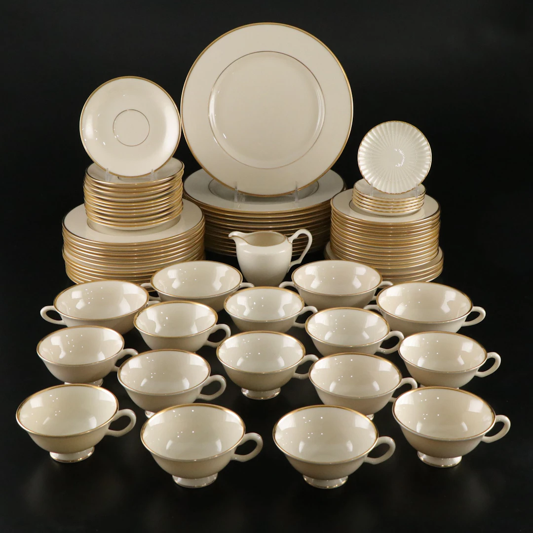 Lenox "Mansfield" Porcelain Dinnerware Including Soup Coupes, Butter
