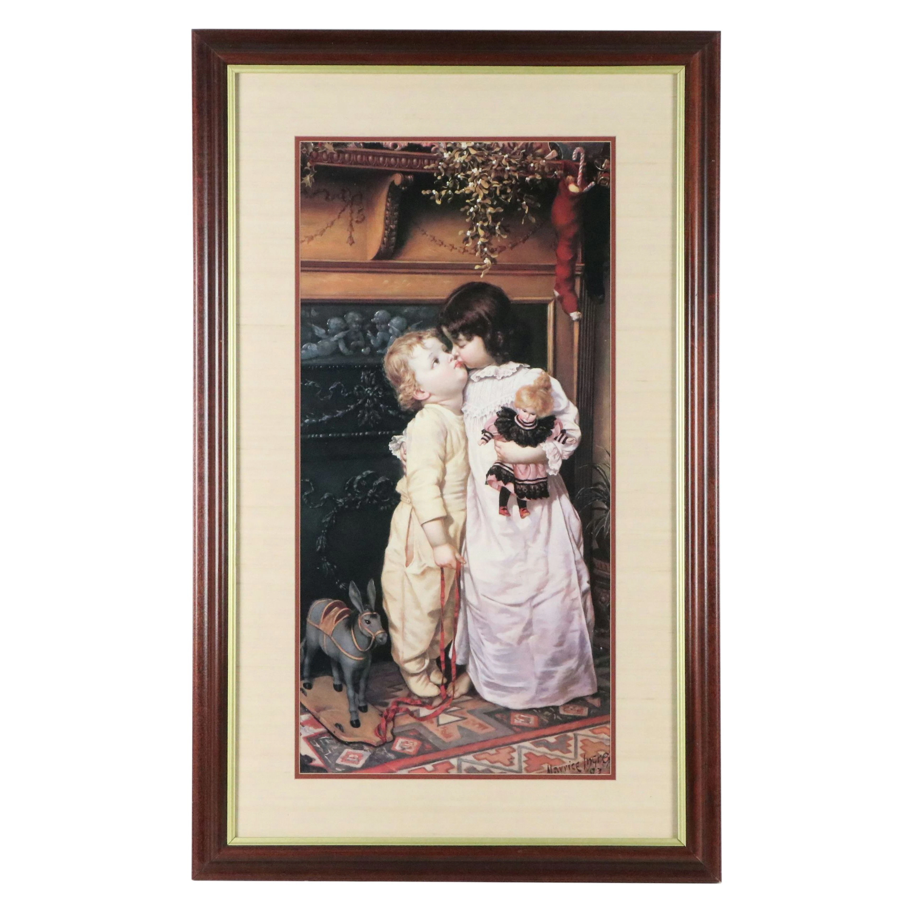 Offset Lithograph After Maurice Ingres "Under the Mistletoe"