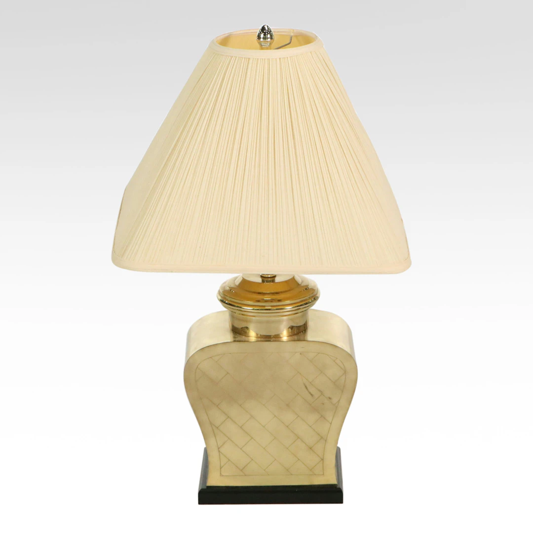 Tea Canister Style Polished Brass Table Lamp, Late 20th C.