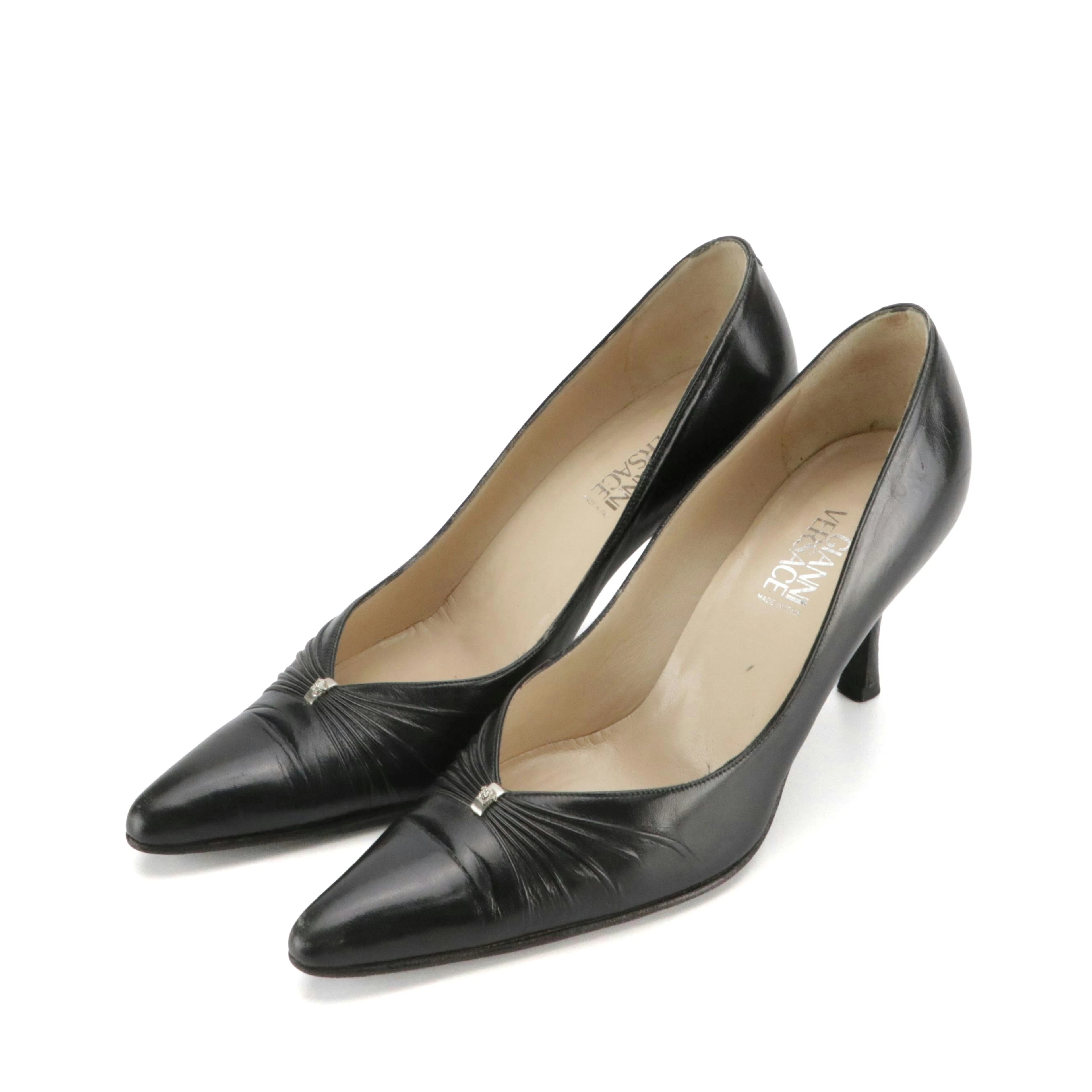 Gianni Versace Leather Pumps with Medusa Head Detail