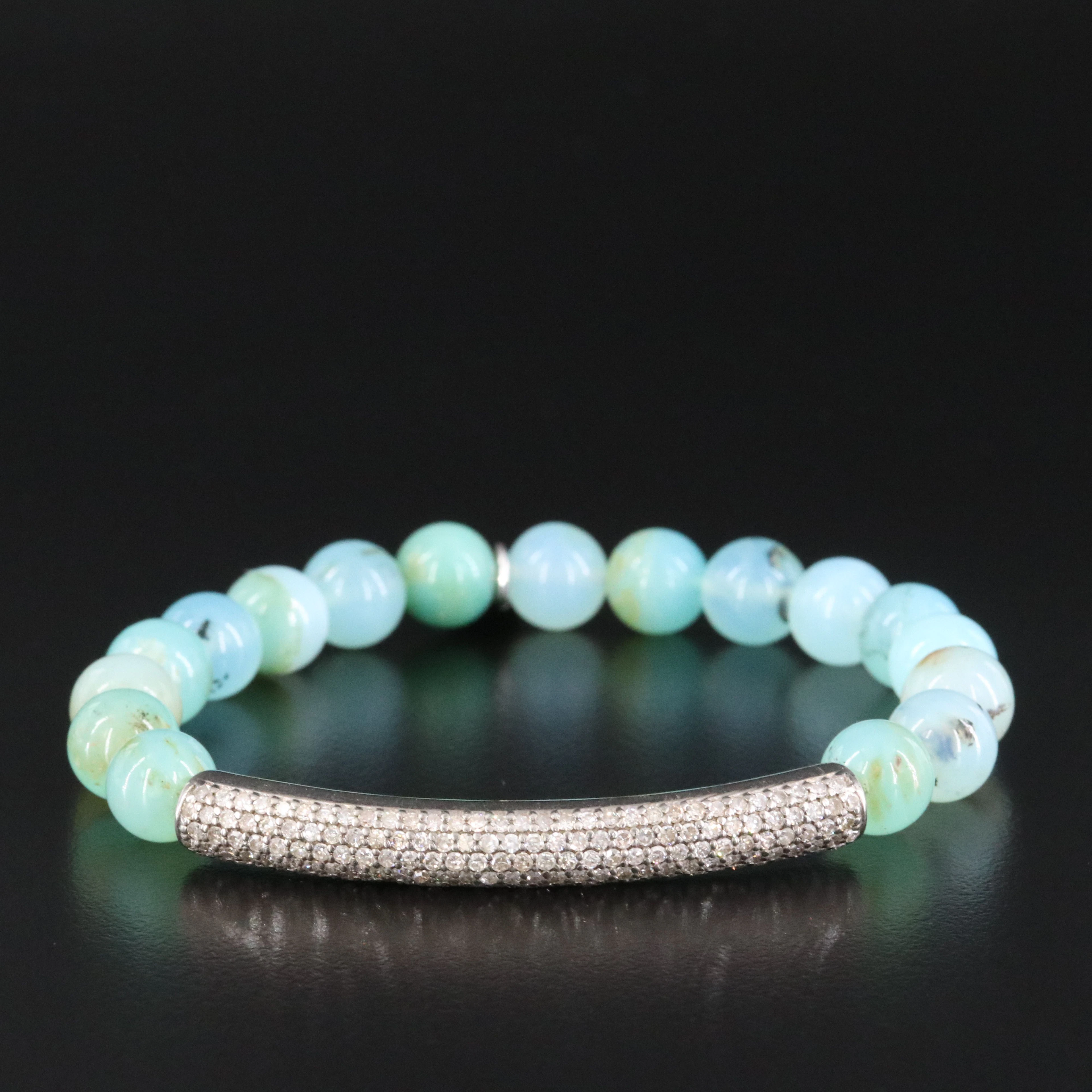 Sheryl Lowe Opal Bracelet with Pavé Diamond Curved Bar