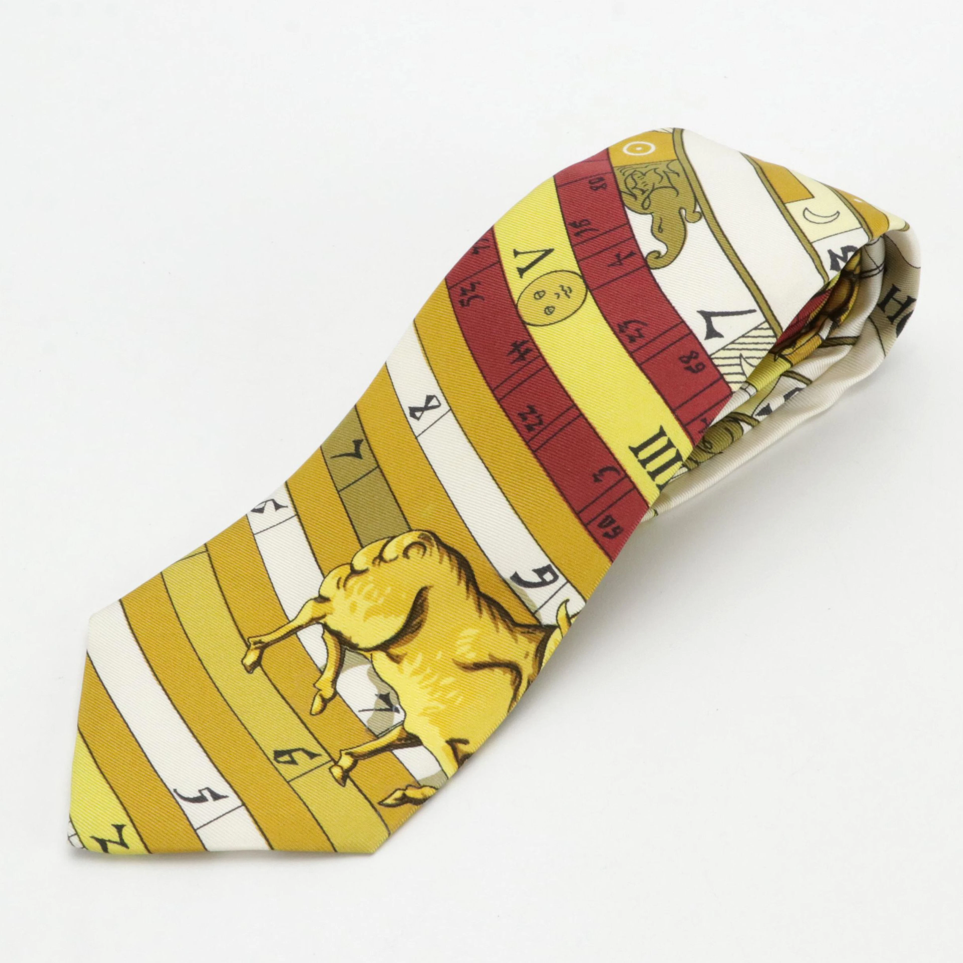 Hermès "Astrologie Dies et Hore" Silk Twill Necktie