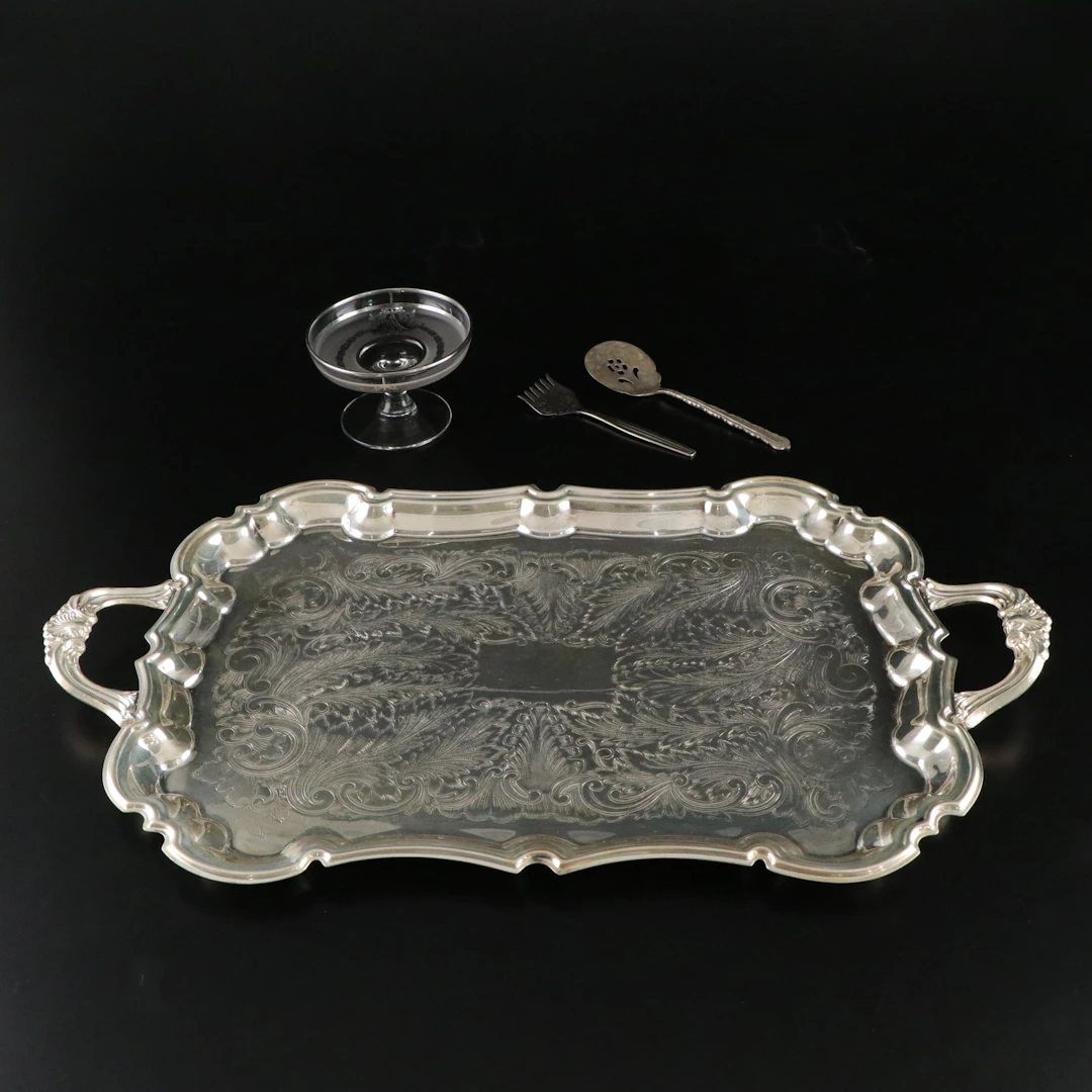 Mayell, Oneida, FB Rogers Silver Plate Handled Serving Platter and More