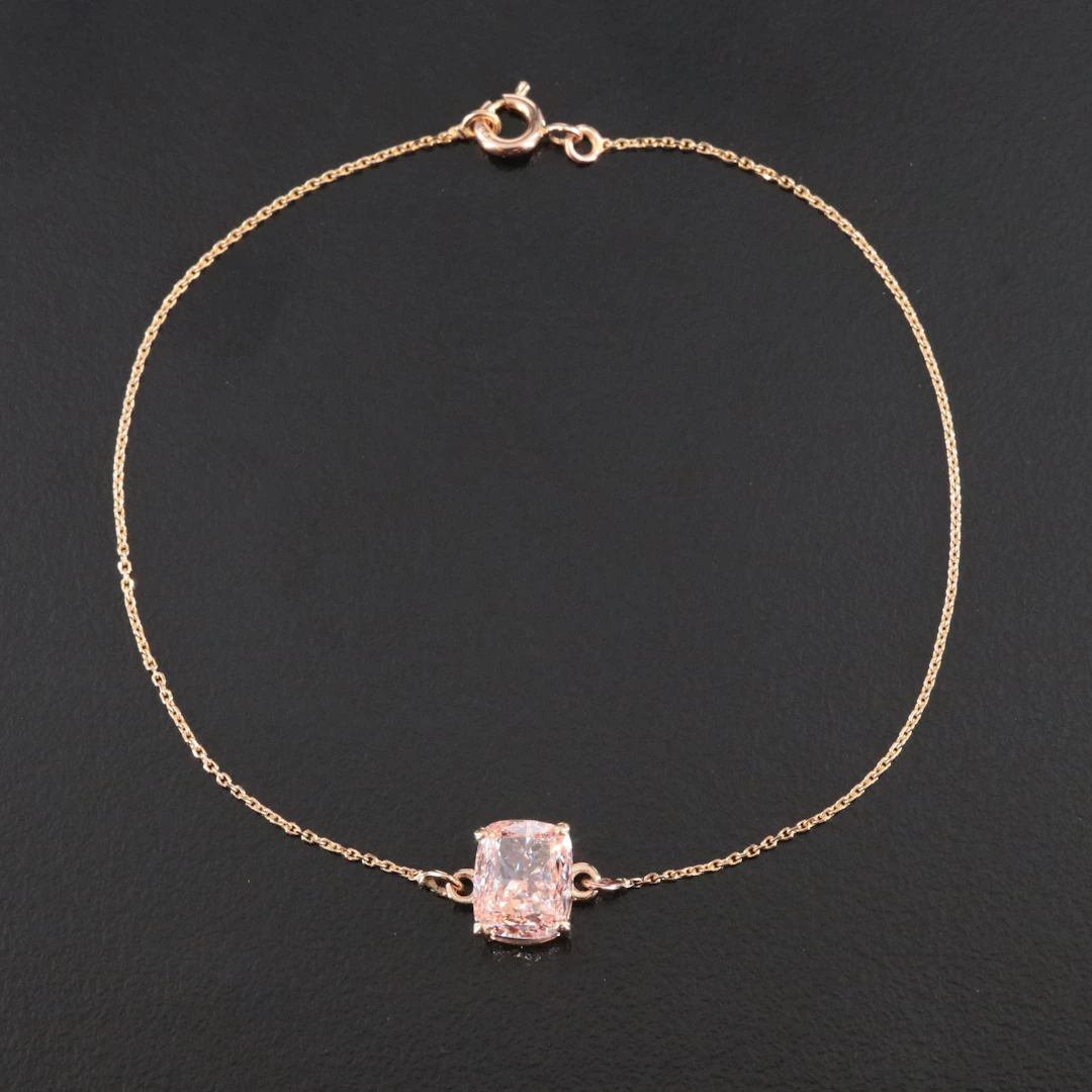 14K 2.06 CT Lab Grown Fancy Intense Pink Diamond Bracelet with IGI Report