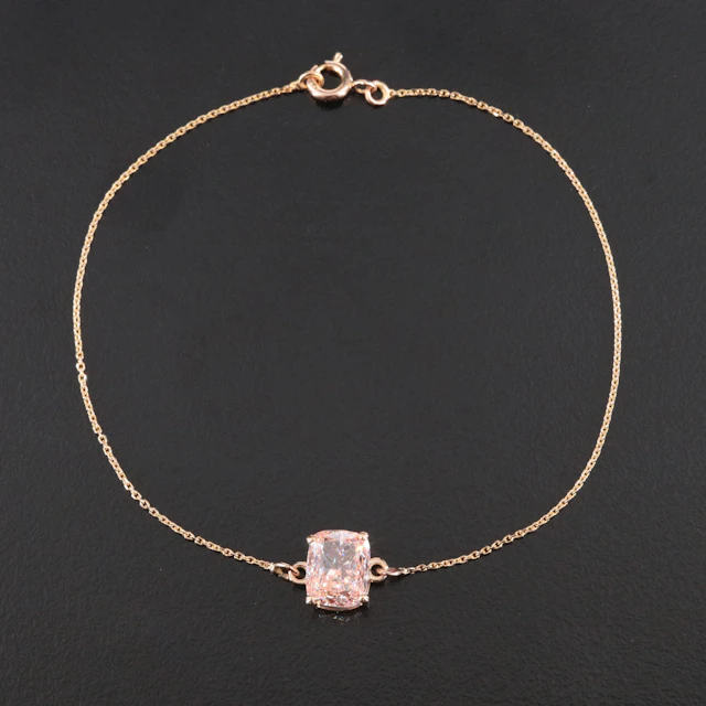 14K 2.06 CT Lab Grown Fancy Intense Pink Diamond Bracelet with IGI Report
