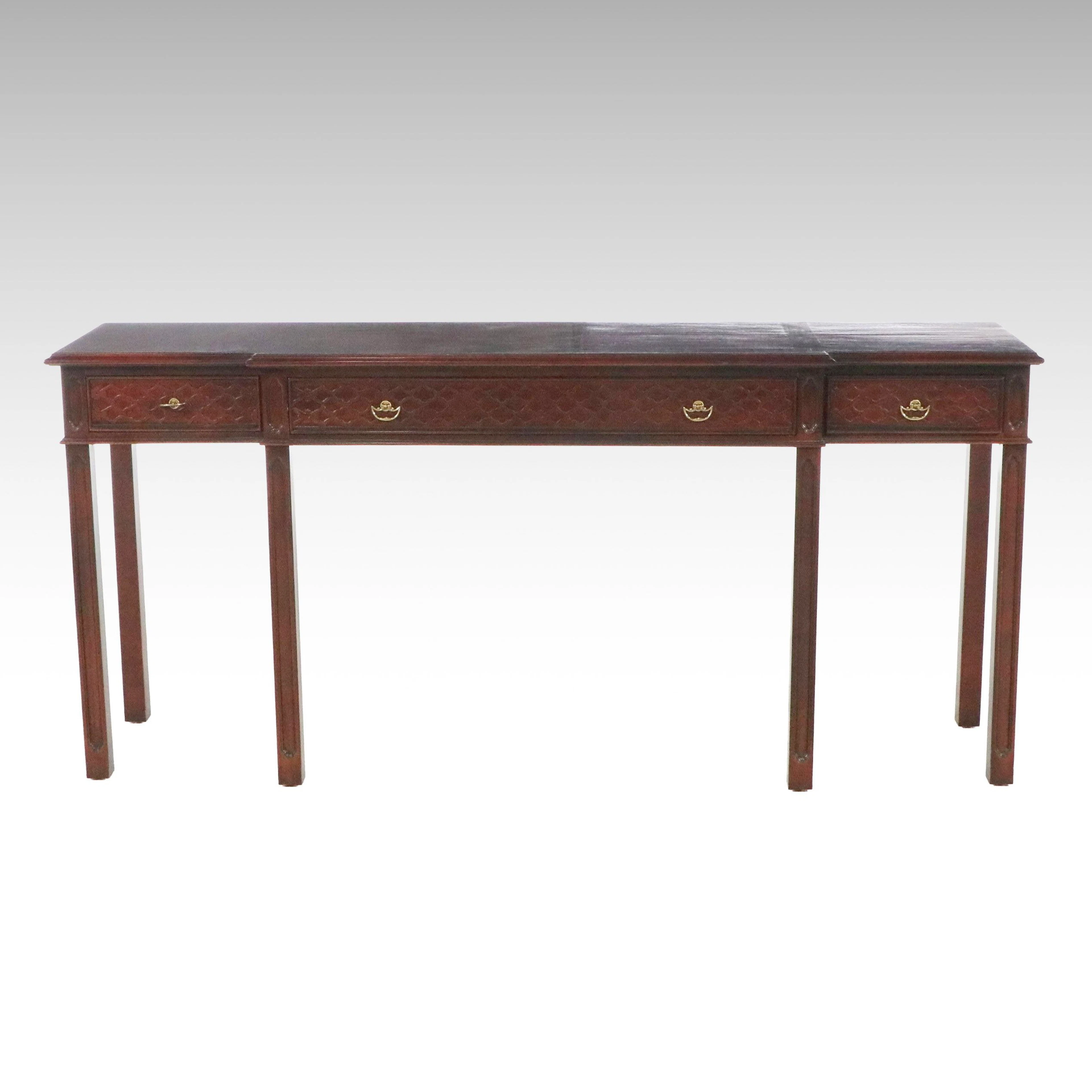 Century Furniture Chippendale Style Mahogany Breakfront Console Table