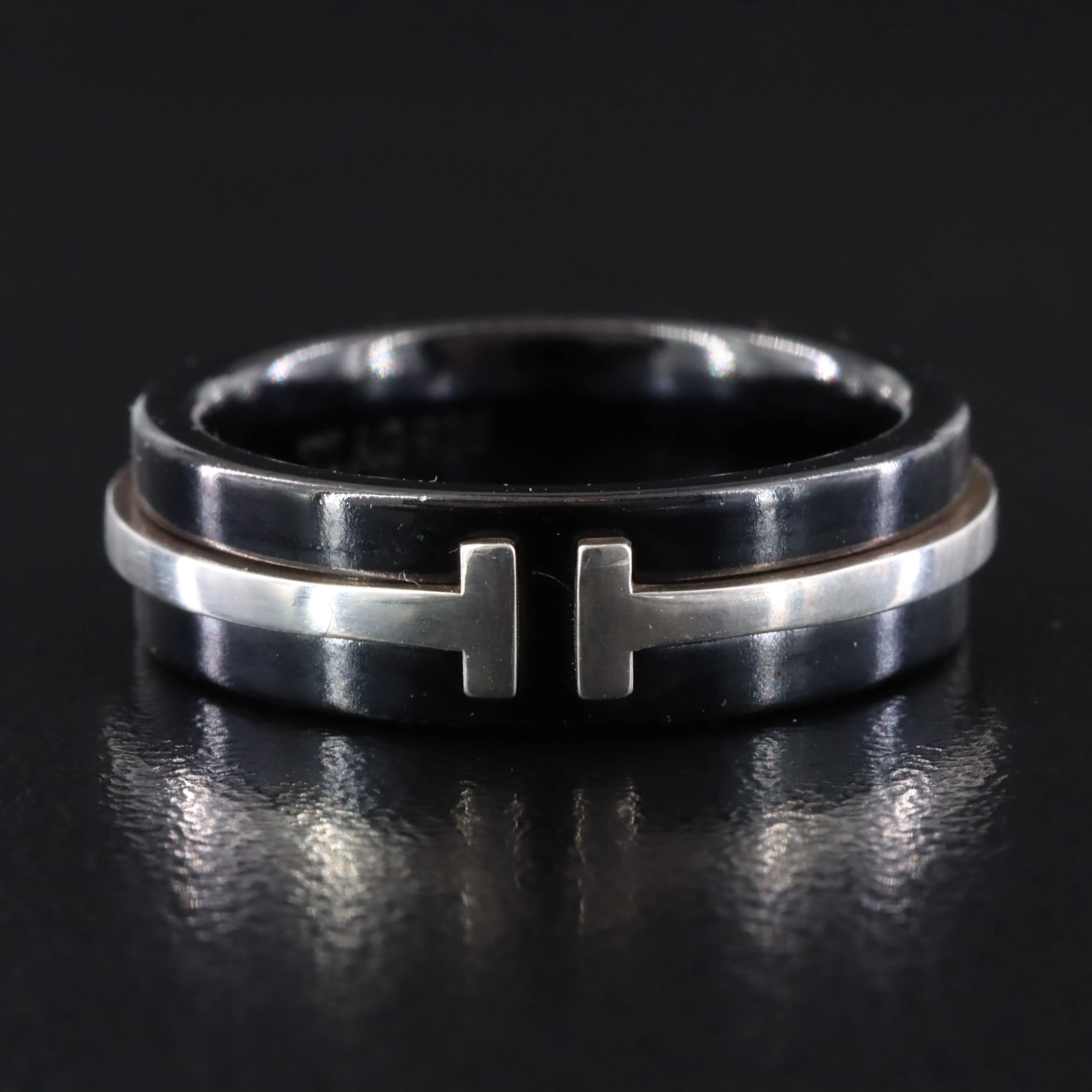 Tiffany & Co. Sterling and Titanium Tiffany T Ring