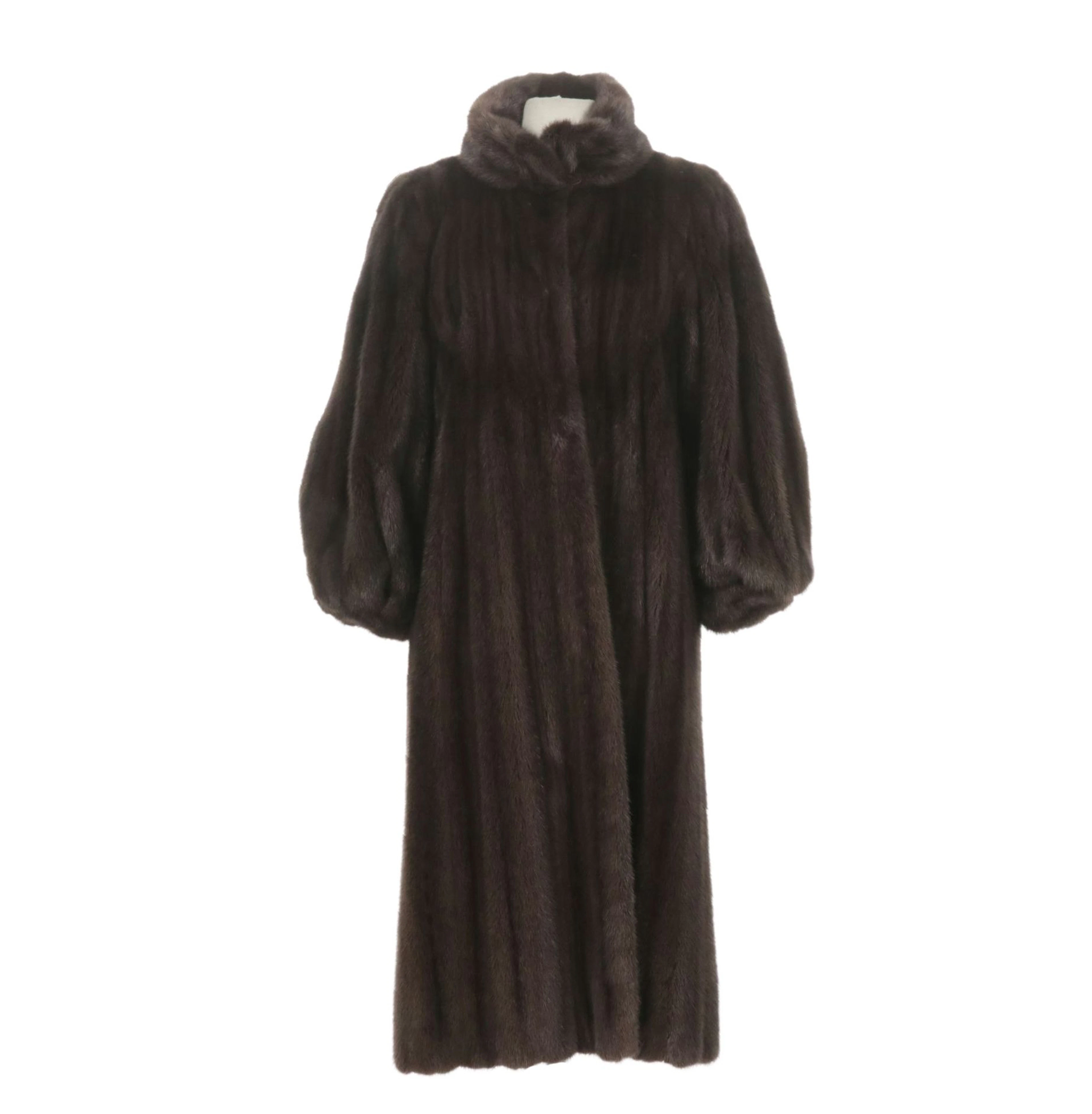 Charcoal Mink Fur Full-Length Swing Coat