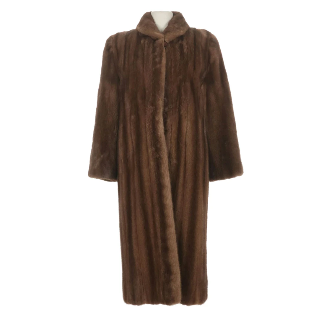 Robert Sidney Chestnut Mink Fur Long Coat