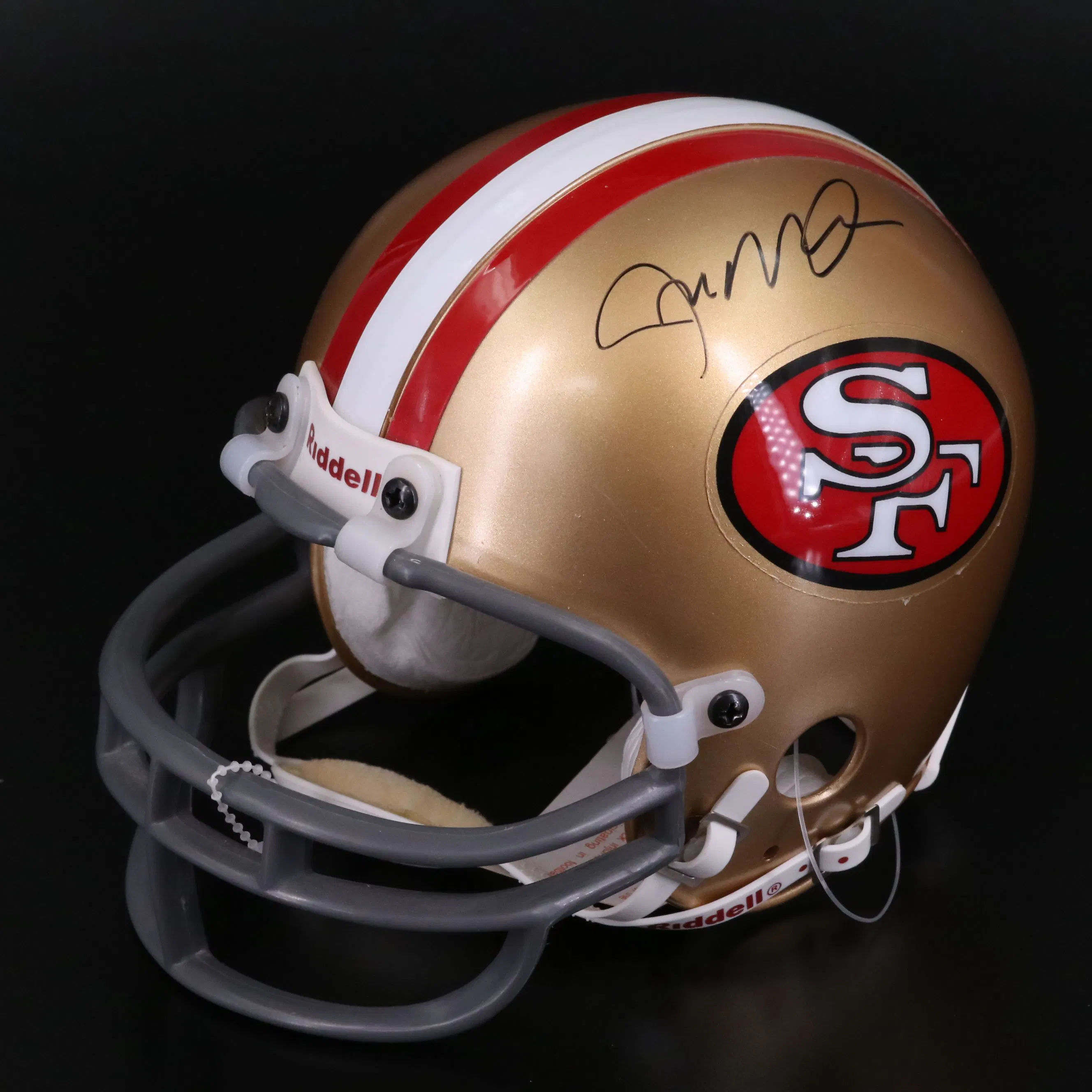 Fran Riddell Renaissance Collection Joe Montana Signed San Francisco 49ers Riddell Mini Football Helmet