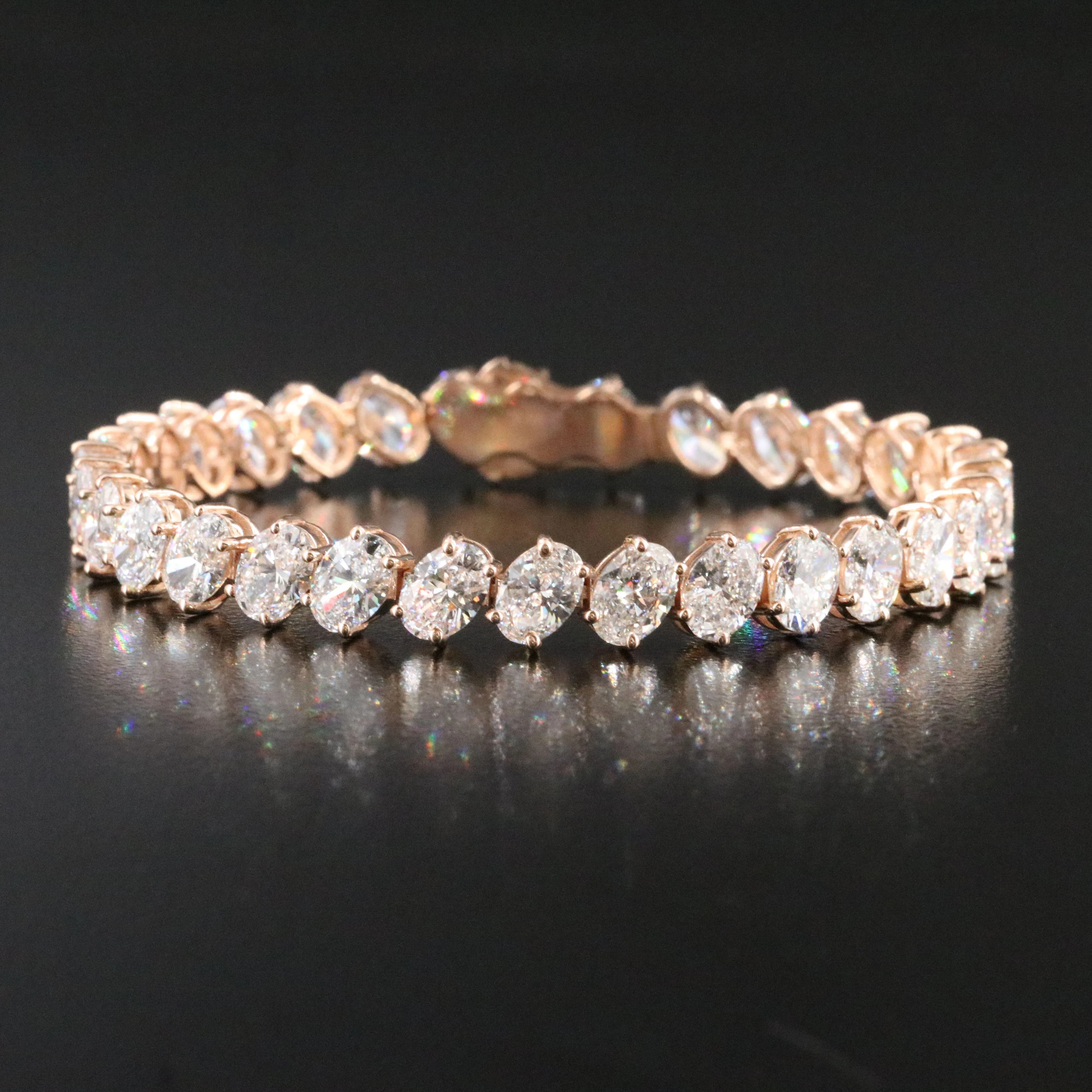14K Rose Gold 18.94 CTW Lab Grown Diamond Line Bracelet with IGI Jewelry Report