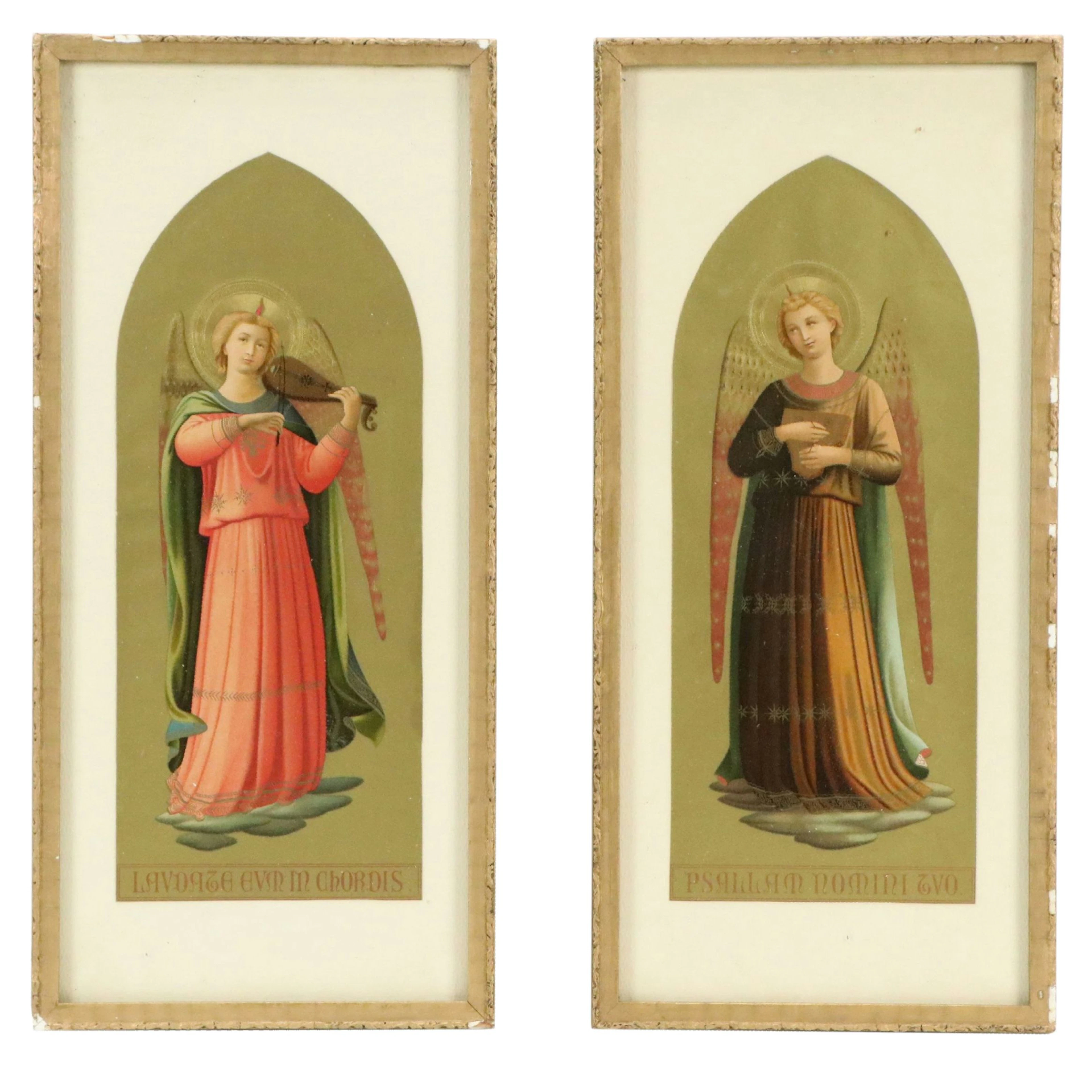 Chromolithographs After Fra Angelico of Heralding Angels, Early 20th Century