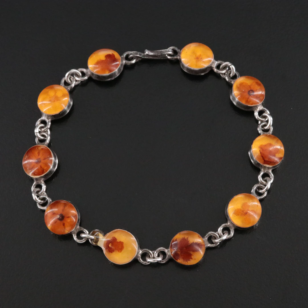 Sterling Flora in Resin Bracelet