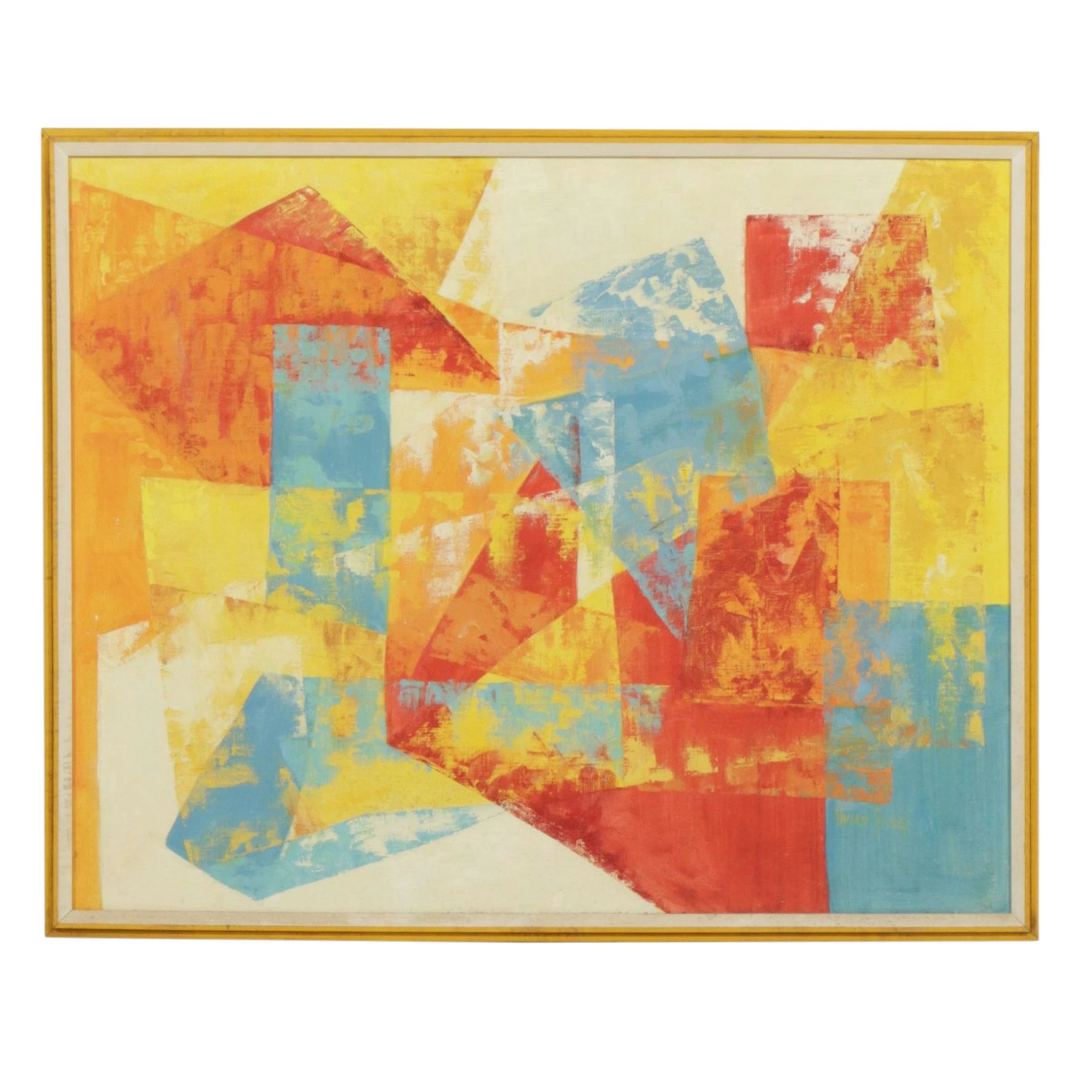 Vivian Ripley Acrylic Painting of Abstract Geometric Composition