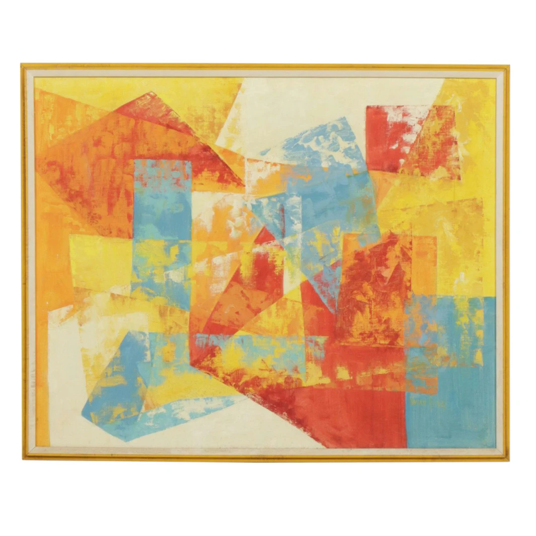 Vivian Ripley Acrylic Painting of Abstract Geometric Composition