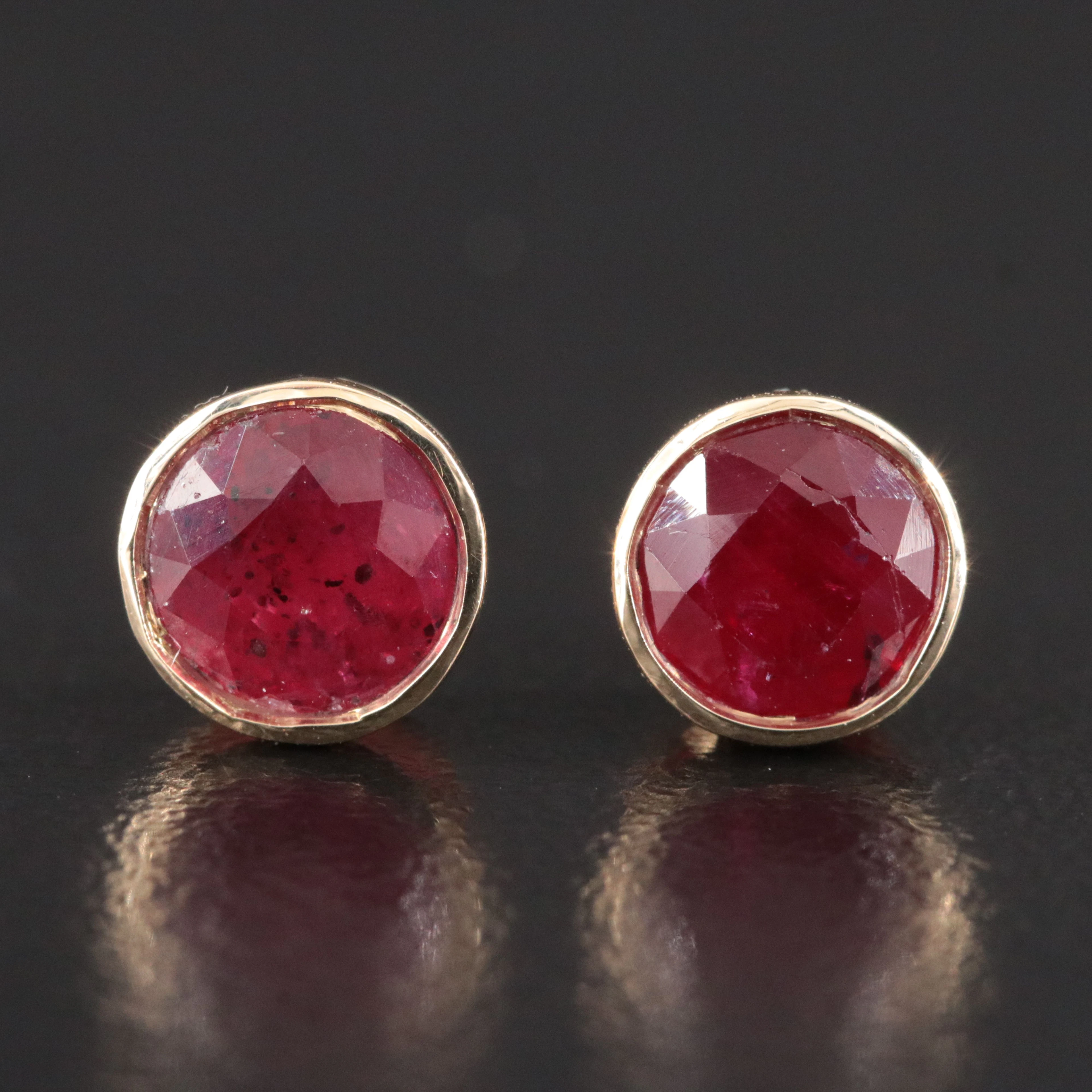 14K 1.78 CTW Ruby Stud Earrings with GIA Report
